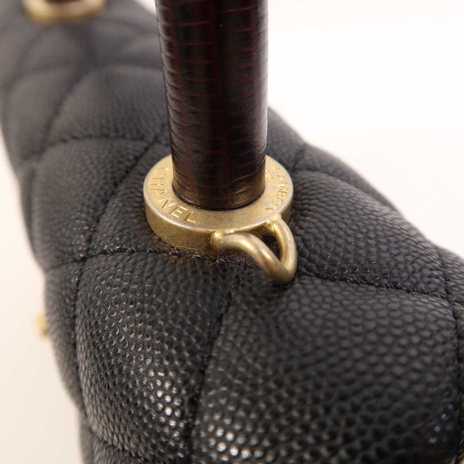 CHANEL 牛皮皮革/蜥蝪皮革Coco Handle Small金扣鏈帶手挽肩背兩用袋
