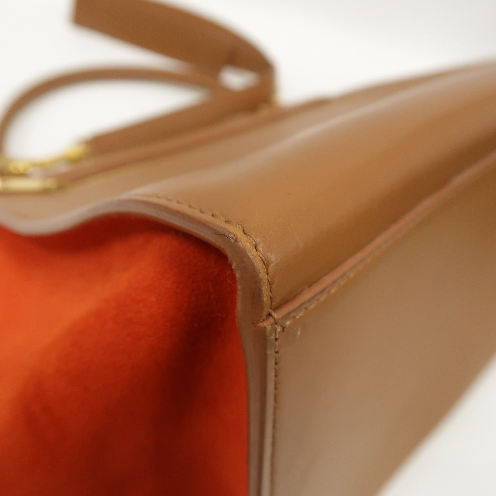 CELINE 牛皮皮革Trapeze金扣手挽肩背兩用袋啡色