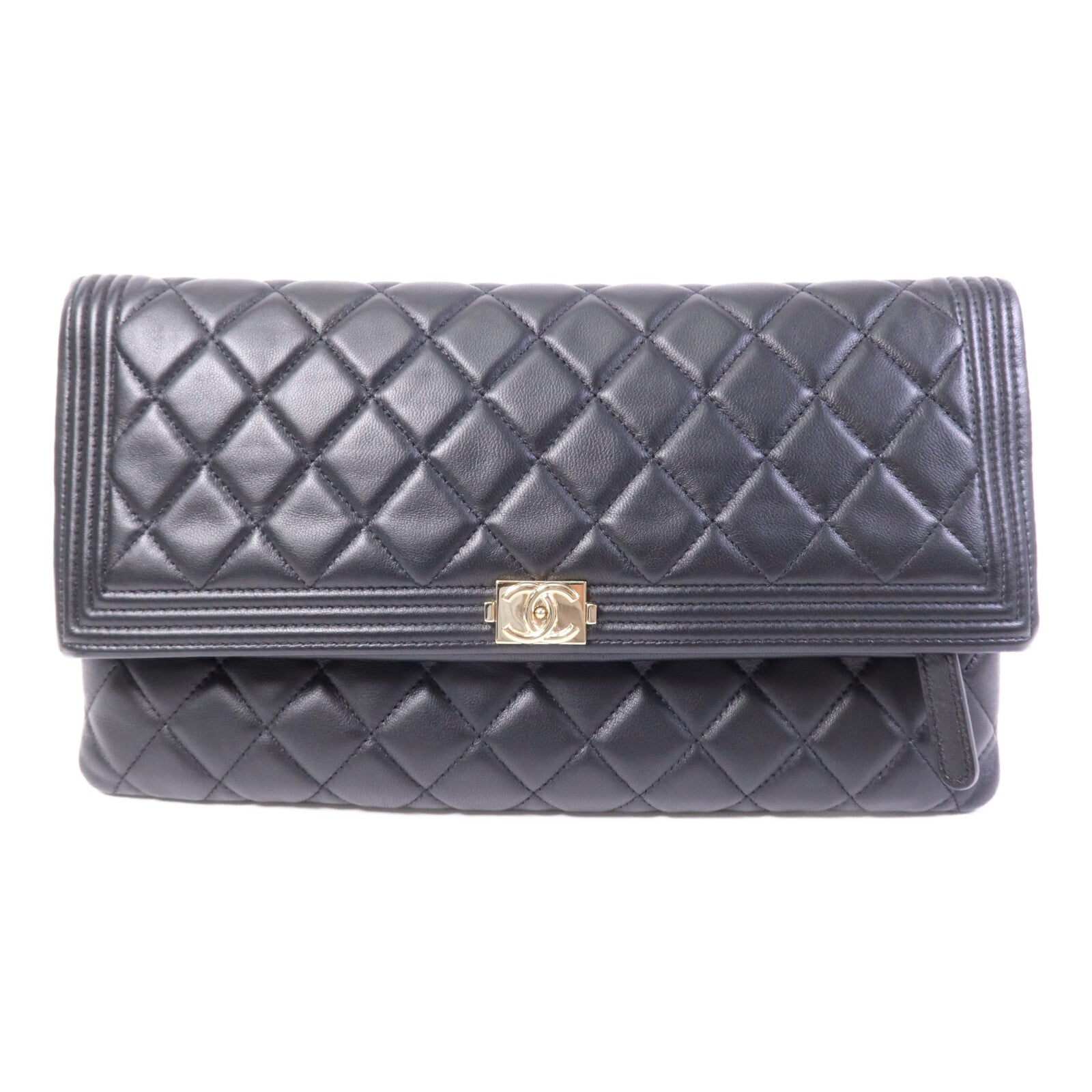 CHANEL 羊皮皮革Boy Chanel Clutch金扣手拿包
