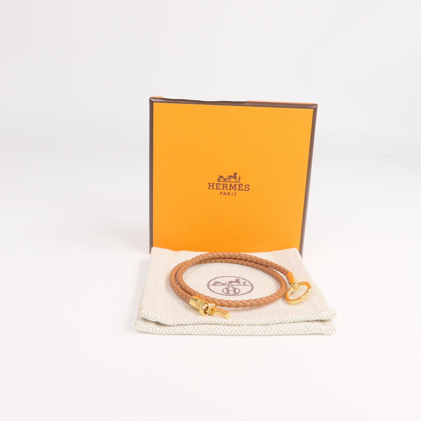 HERMES Swift皮革Double Tour金扣手鏈Gold