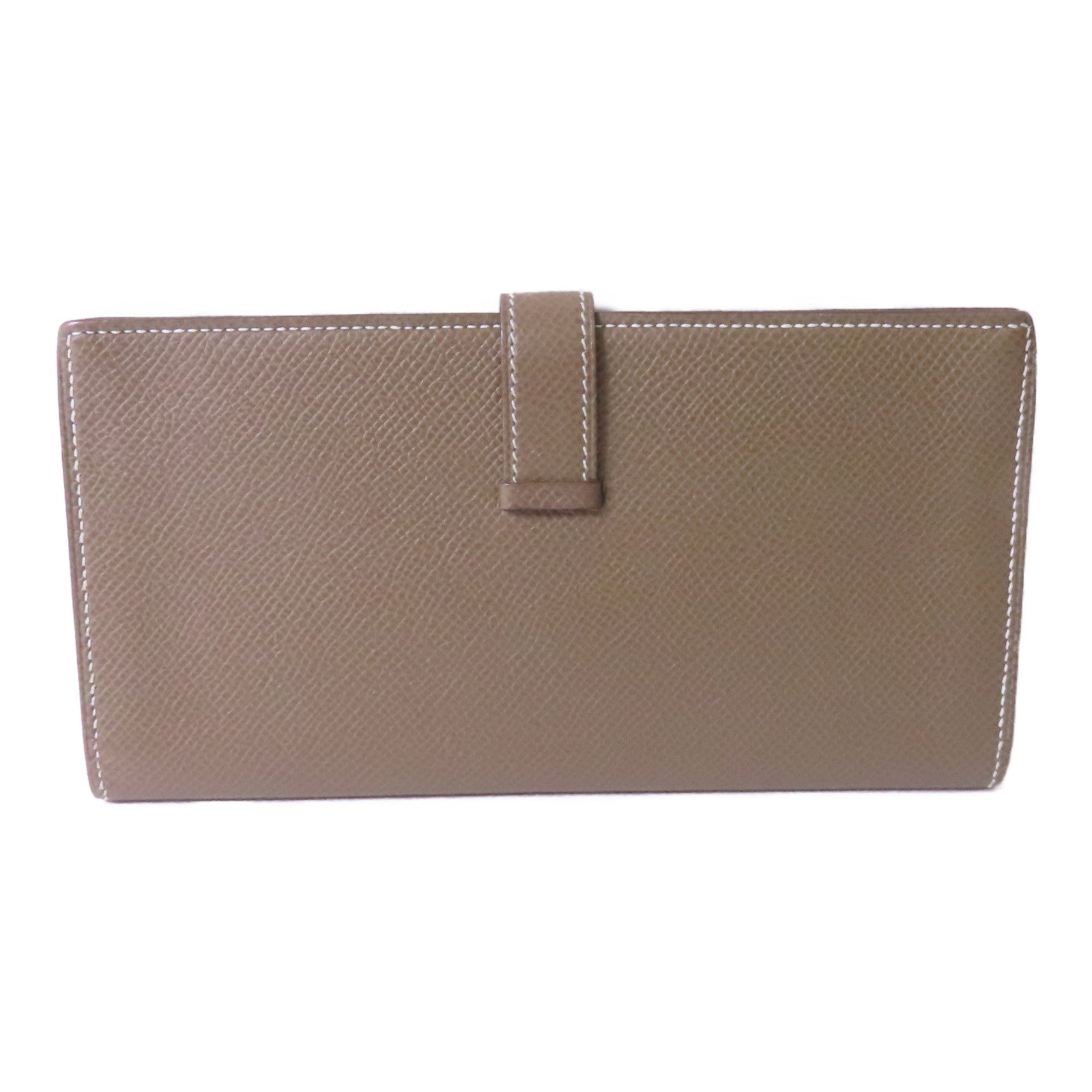 HERMES Epsom皮革Bearn Long Wallet銀扣長錢包大象灰色
