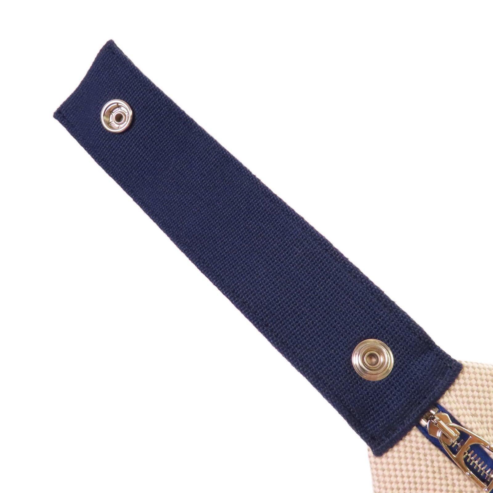 HERMES Herringbone帆布Bride A Brac GM Hand Bag銀扣手挽袋Gris Perle珍珠灰色/藍色