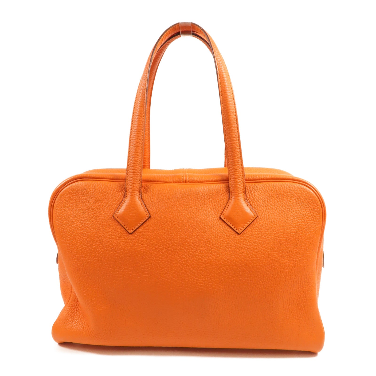 HERMES Clemence皮革Victoria 35手挽袋Orange