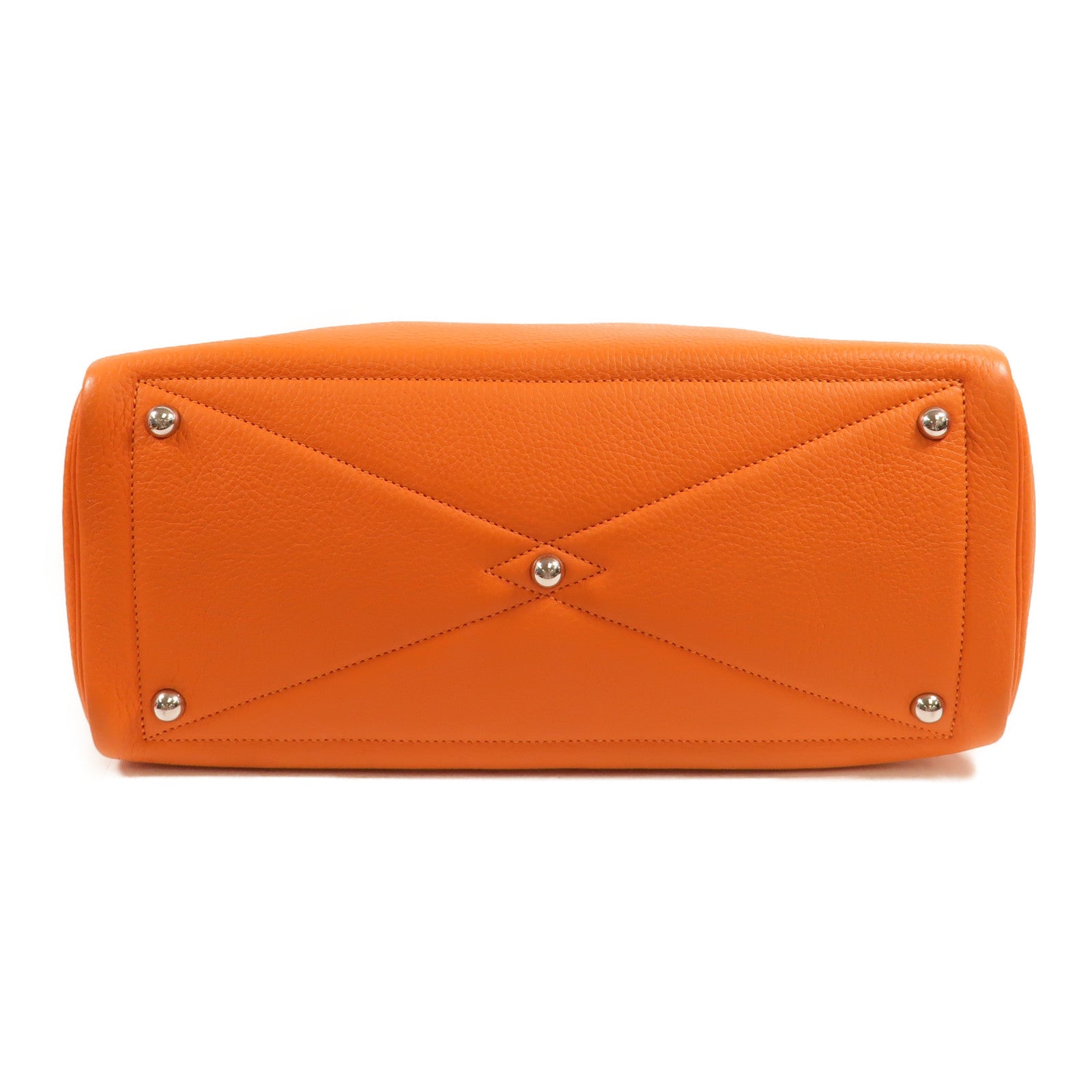 HERMES Clemence皮革Victoria 35手挽袋Orange