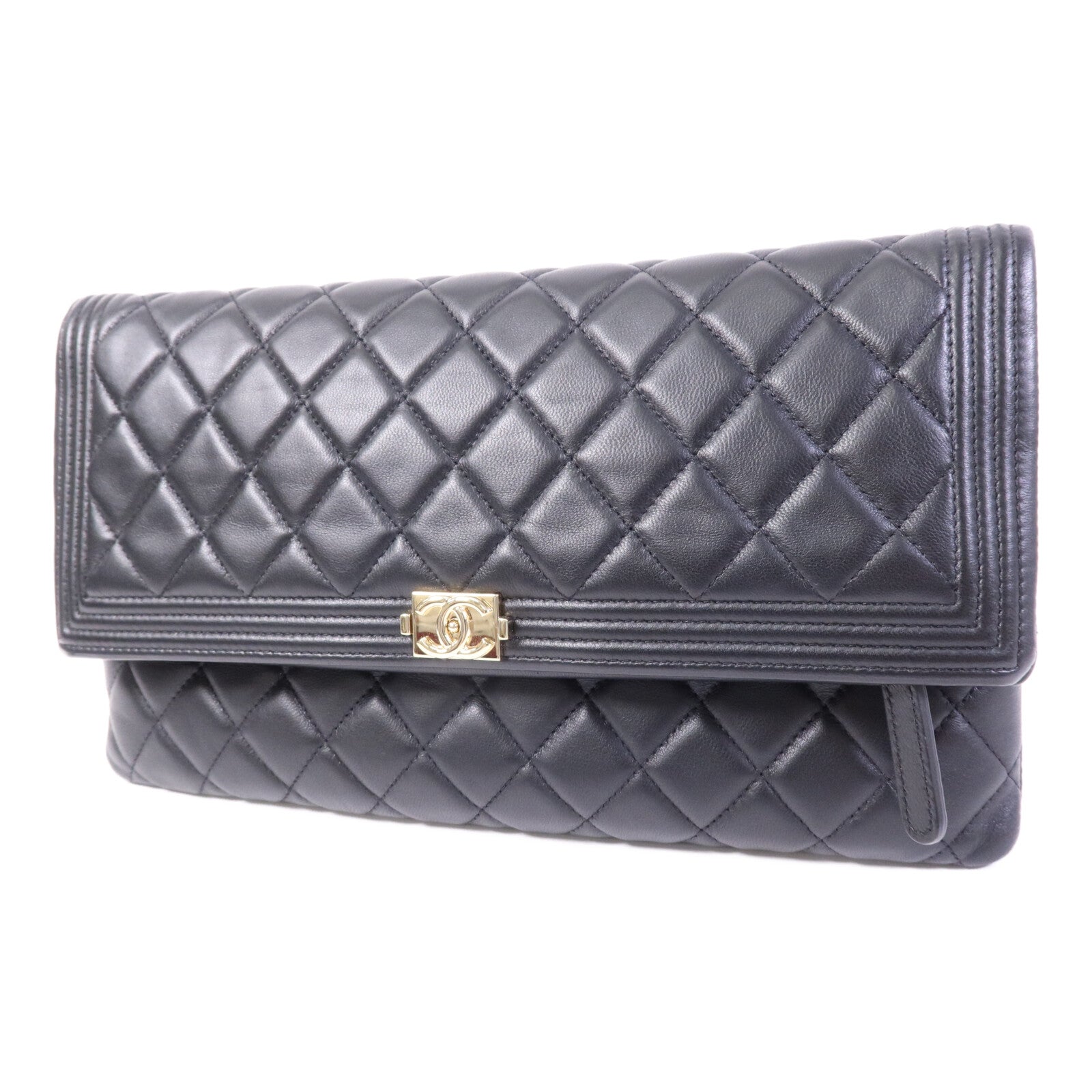 CHANEL 羊皮皮革Boy Chanel Clutch金扣手拿包