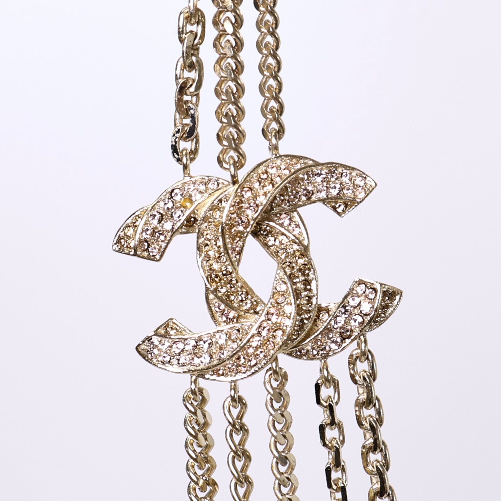 CHANEL 金屬Strass CC Multi Strand Long Necklace項鍊