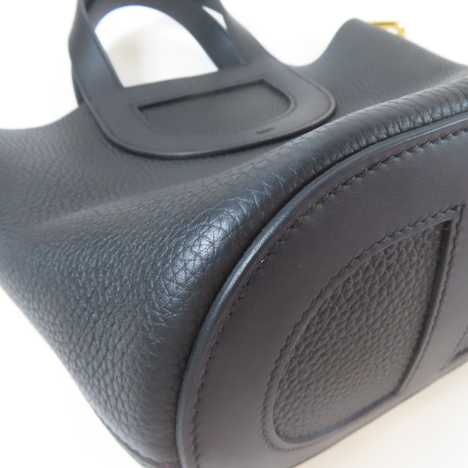 HERMES Clemence皮革In The Loop金扣手挽袋經典黑色