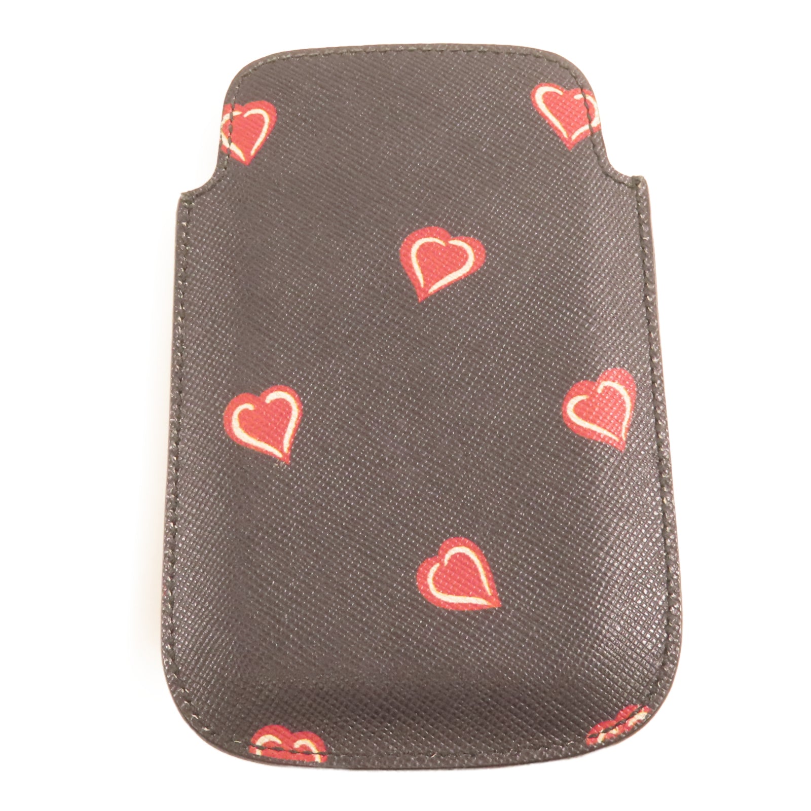 PRADA 牛皮皮革Phone Case銀扣卡片套深藍色