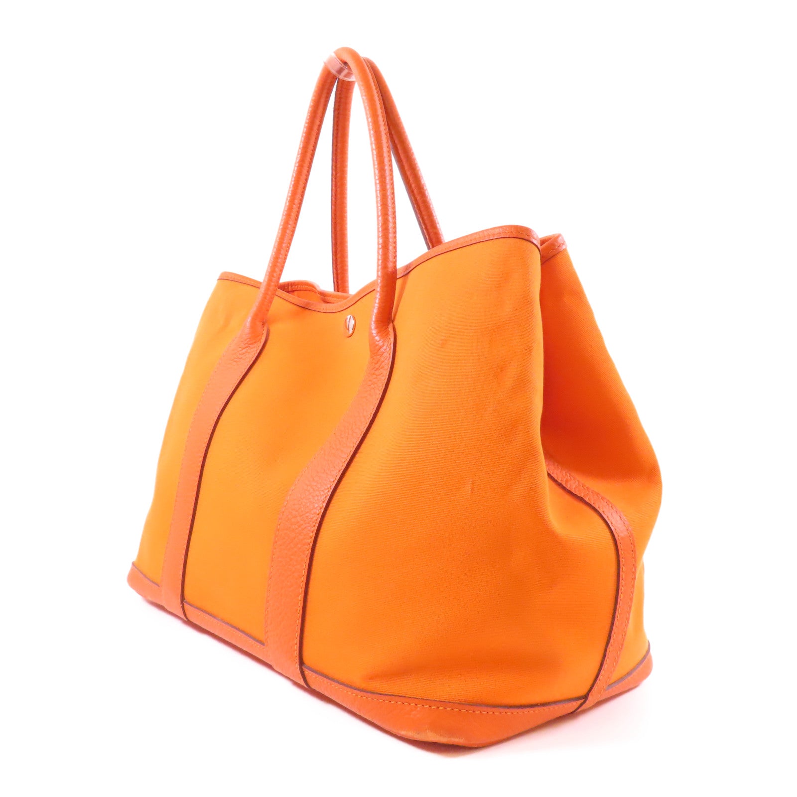 HERMES PHW Garden Party PM Tote Bag Hand Bag Canvas Orange