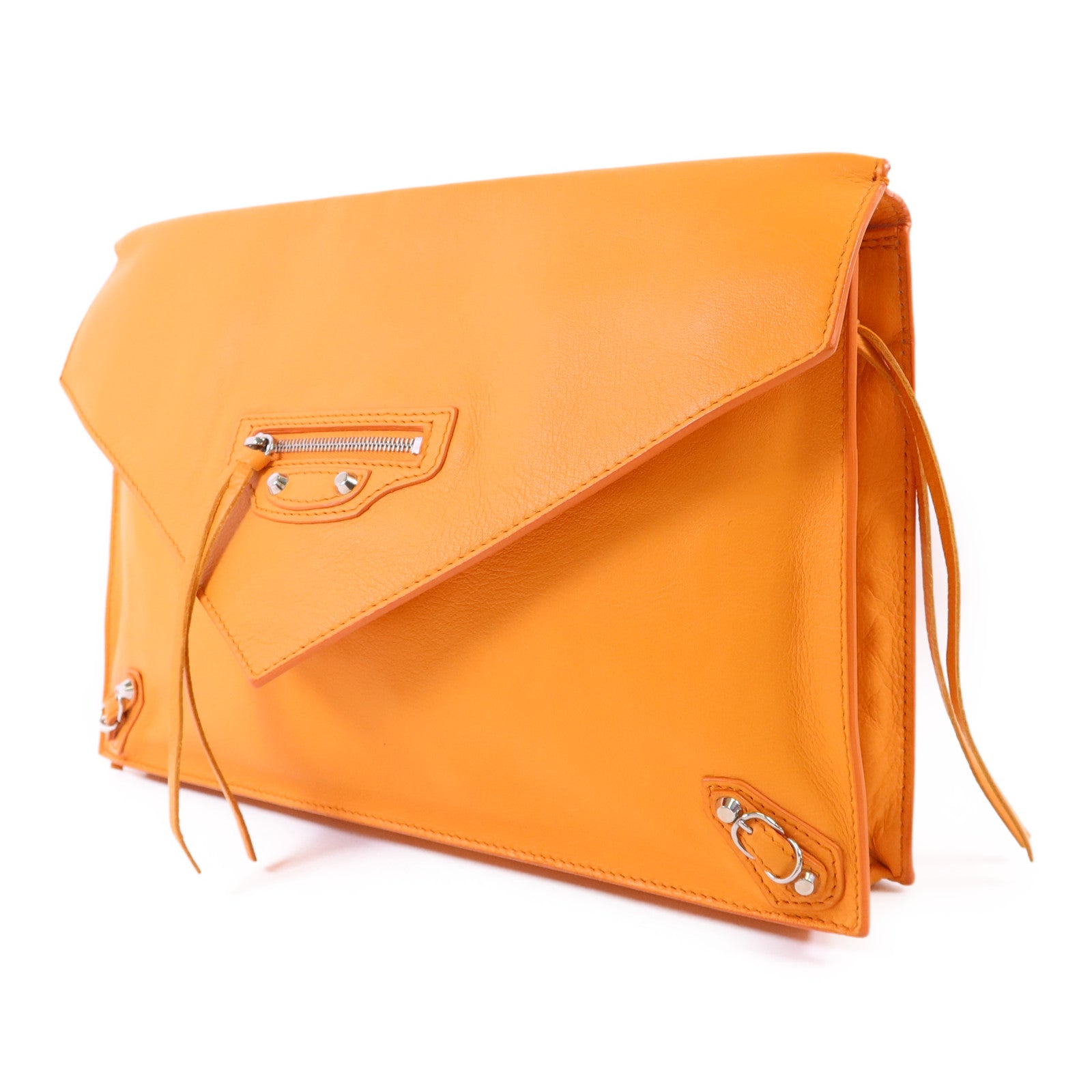 BALENCIAGA 牛皮皮革Clutch Bag銀扣手拿包
