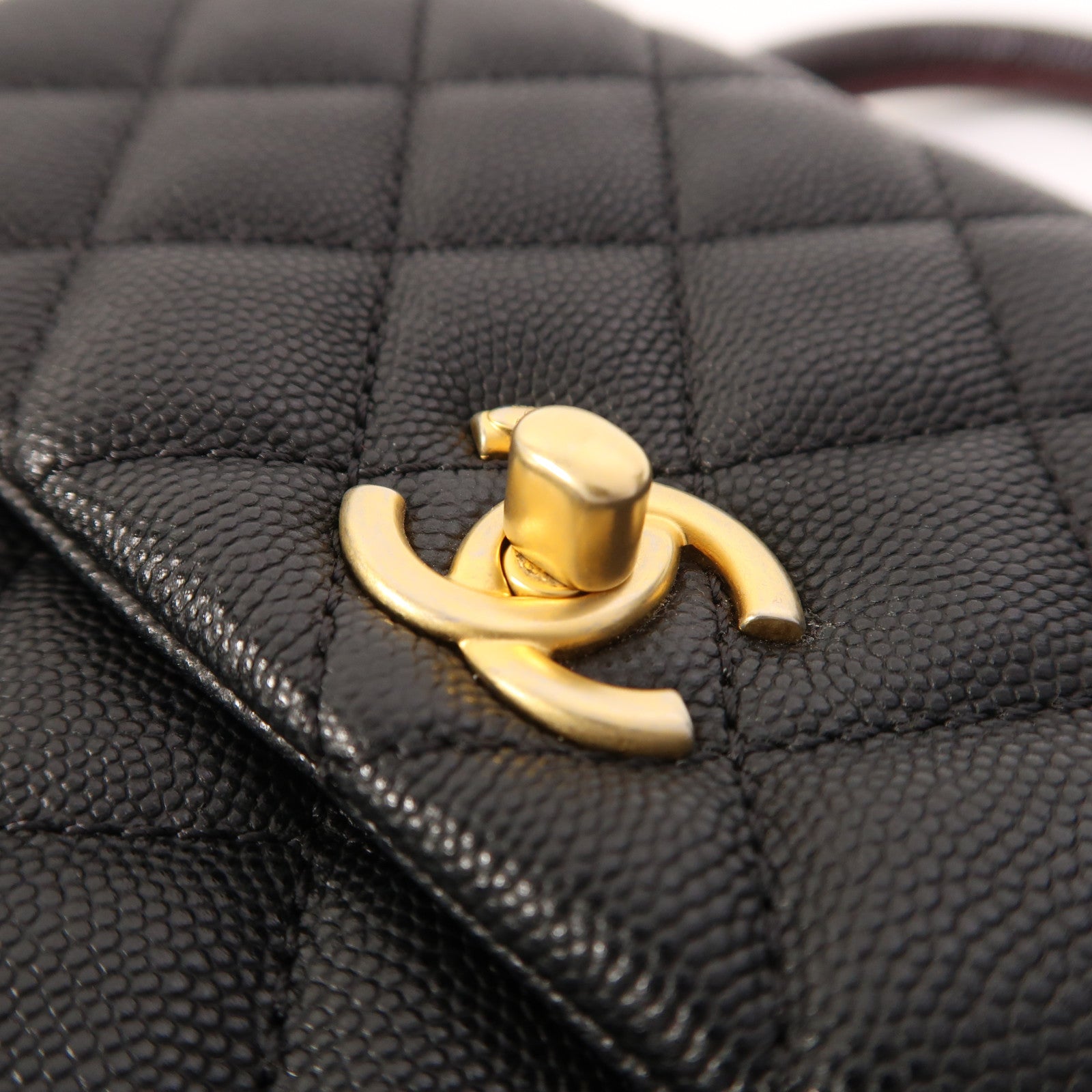 CHANEL 牛皮皮革/蜥蝪皮革Coco Handle Small金扣鏈帶手挽肩背兩用袋