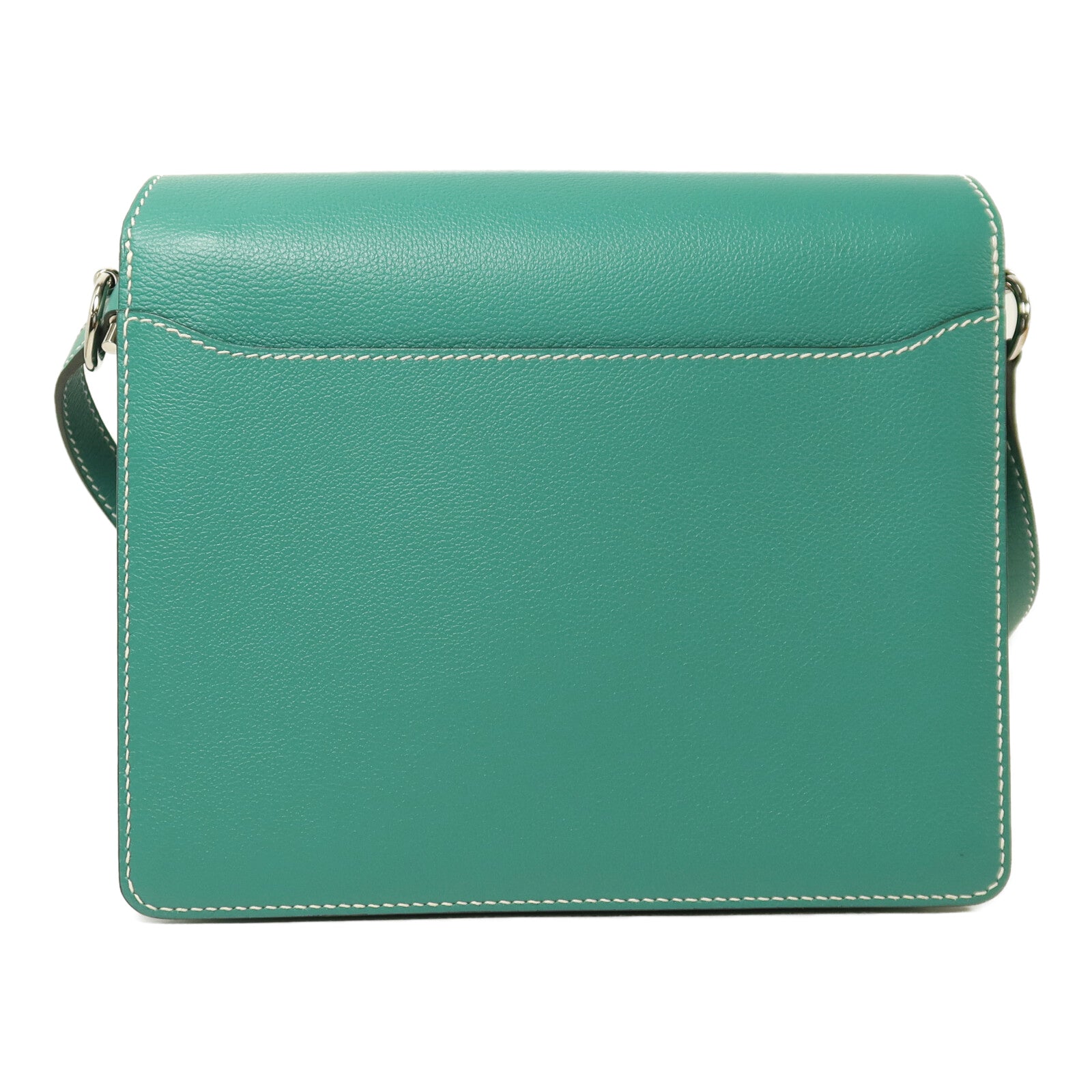 HERMES Evercolor皮革Roulis 23銀扣肩背袋Vert Verone