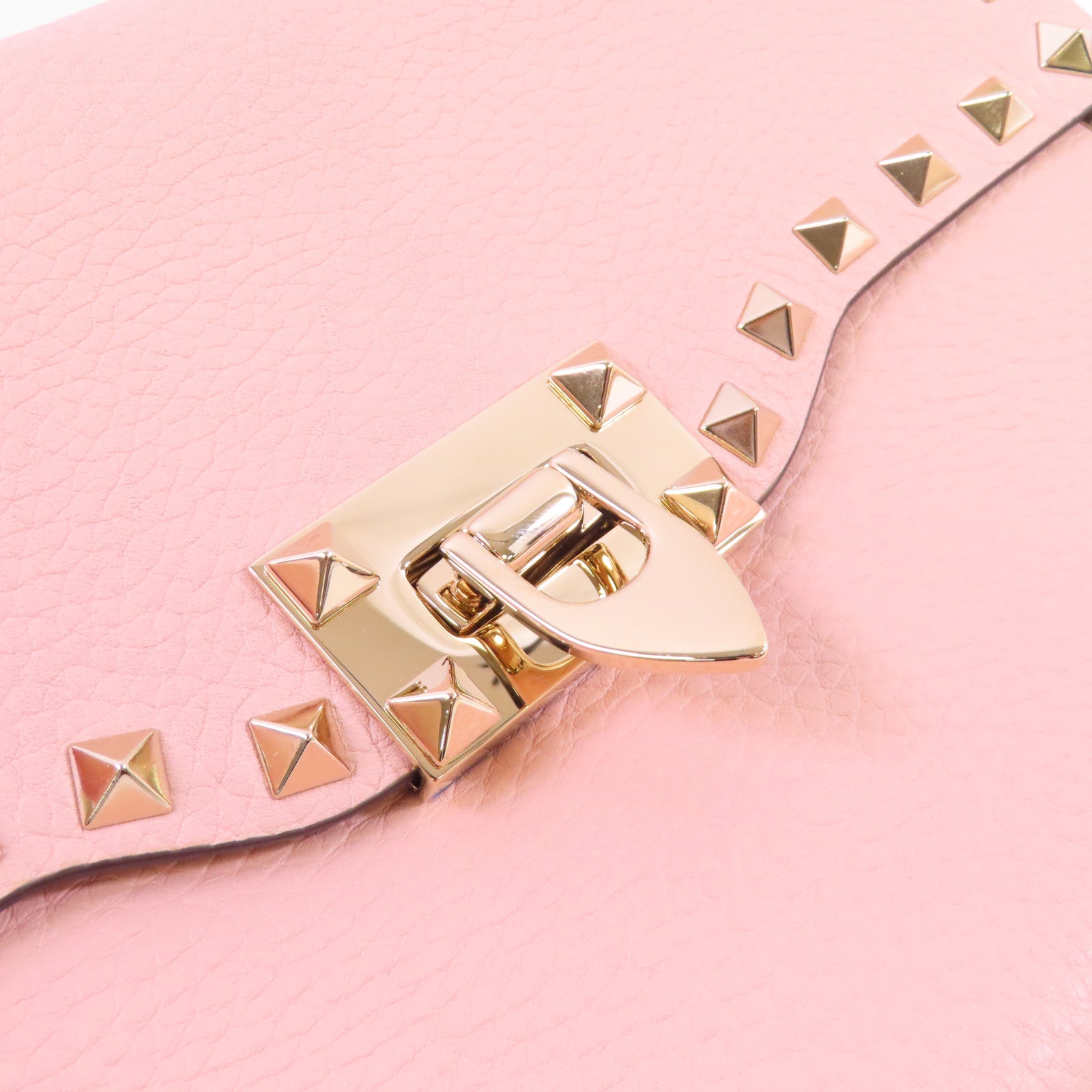 Valentino 牛皮皮革Rockstud Shoulder Bag金扣肩背袋粉紅色