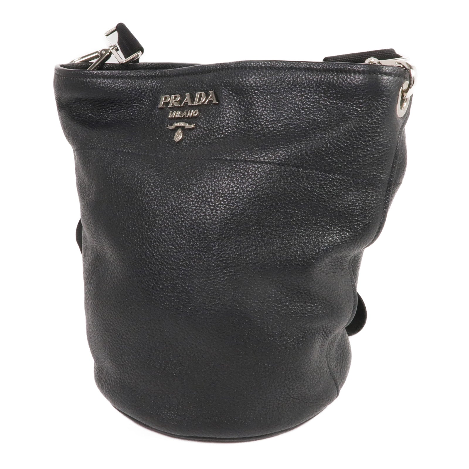 PRADA 牛皮皮革Shoulder Bag銀扣肩背袋