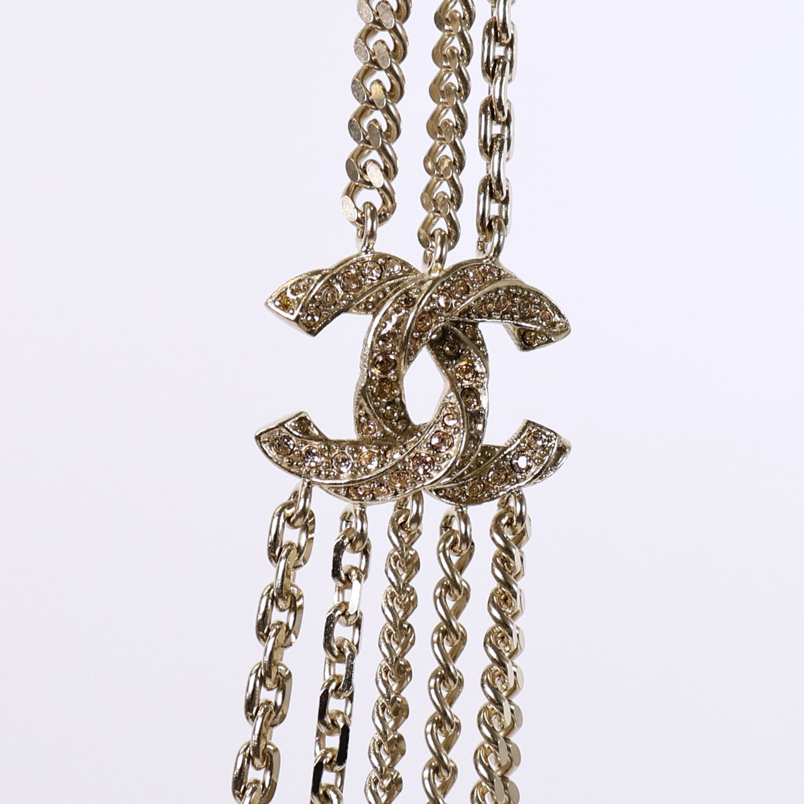 CHANEL 金屬Strass CC Multi Strand Long Necklace項鍊