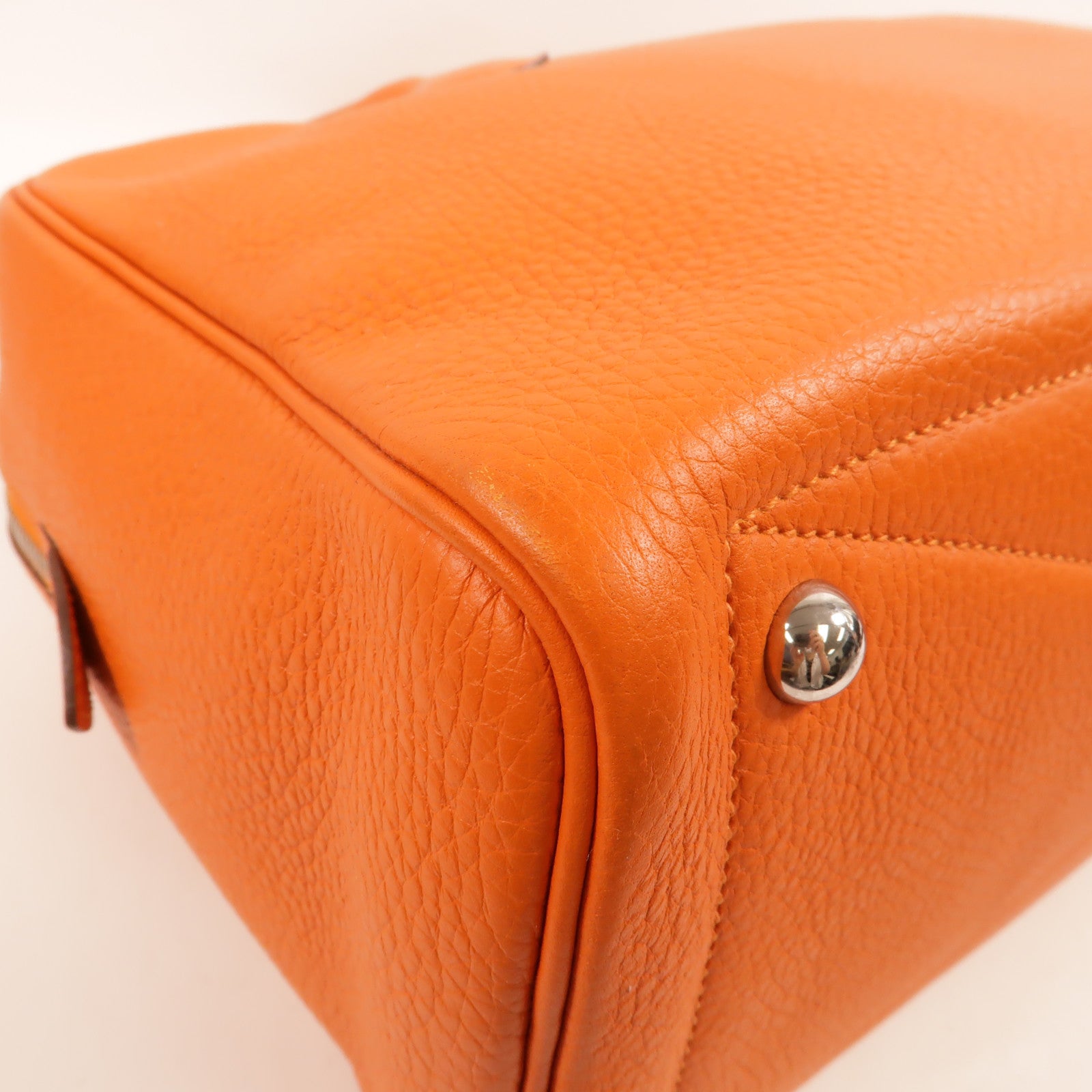 HERMES Clemence皮革Victoria 35手挽袋Orange
