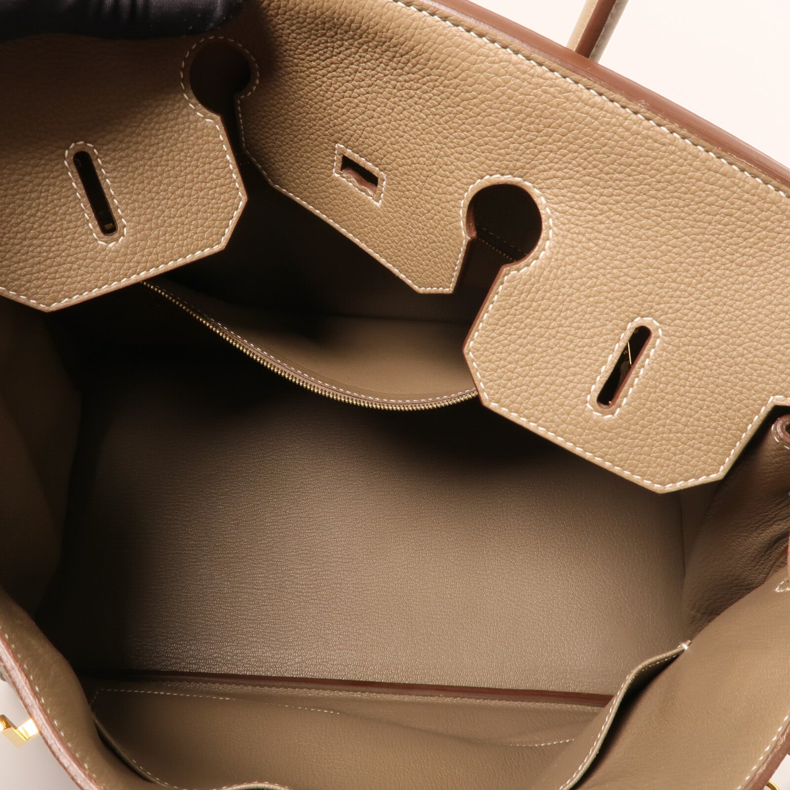 HERMES Togo皮革Birkin 35金扣手挽袋Etoupe