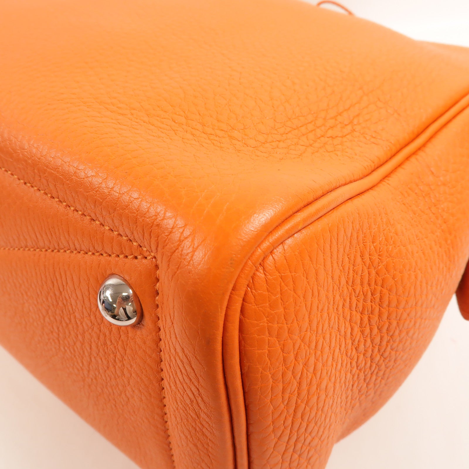 HERMES Clemence皮革Victoria 35手挽袋Orange