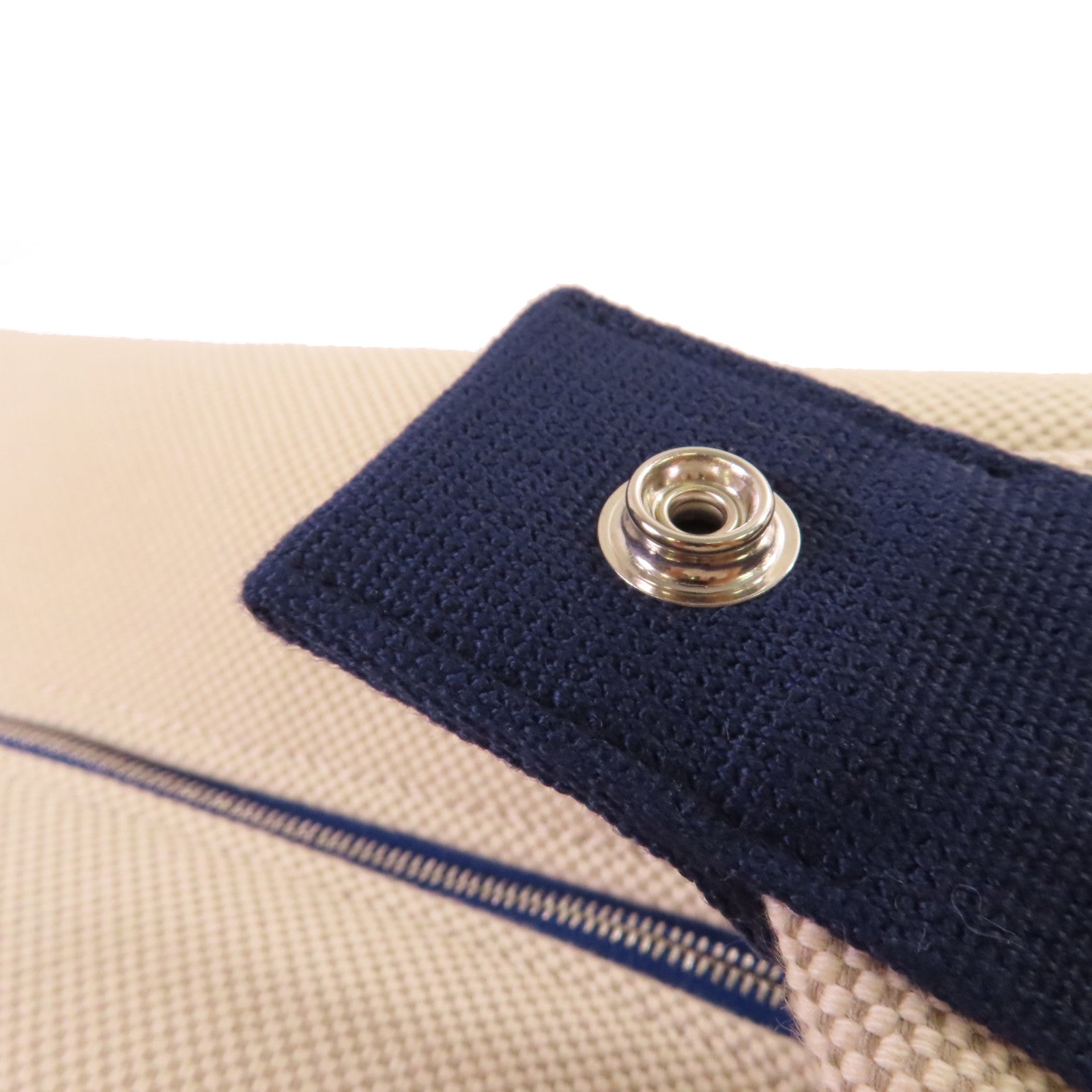 HERMES Herringbone帆布Bride A Brac GM Hand Bag銀扣手挽袋Gris Perle珍珠灰色/藍色