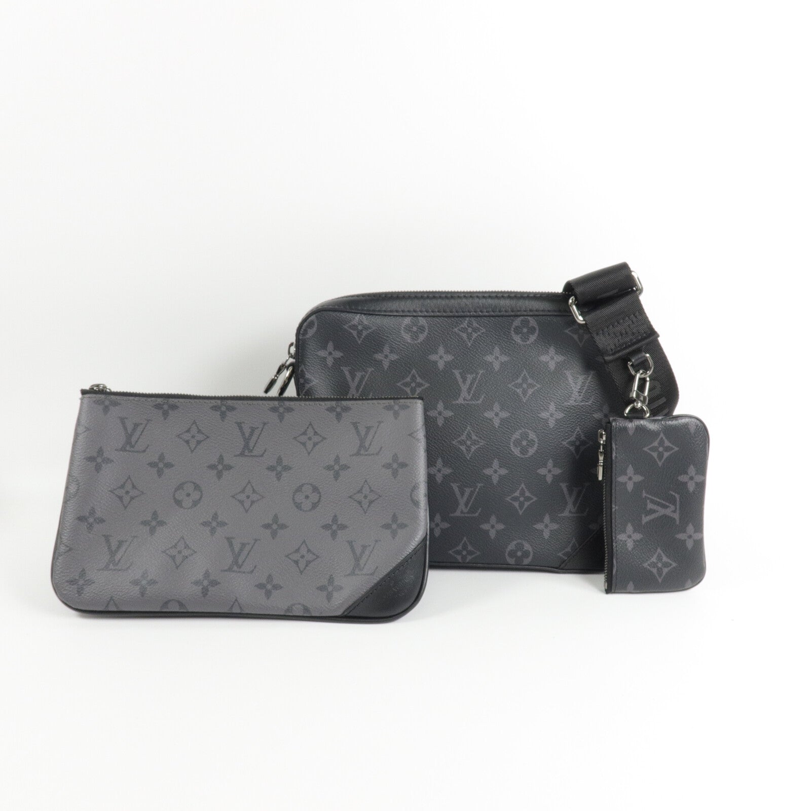 LOUIS VUITTON Monogram Eclipse/Eclipse Reverse Trio Messenger肩背袋