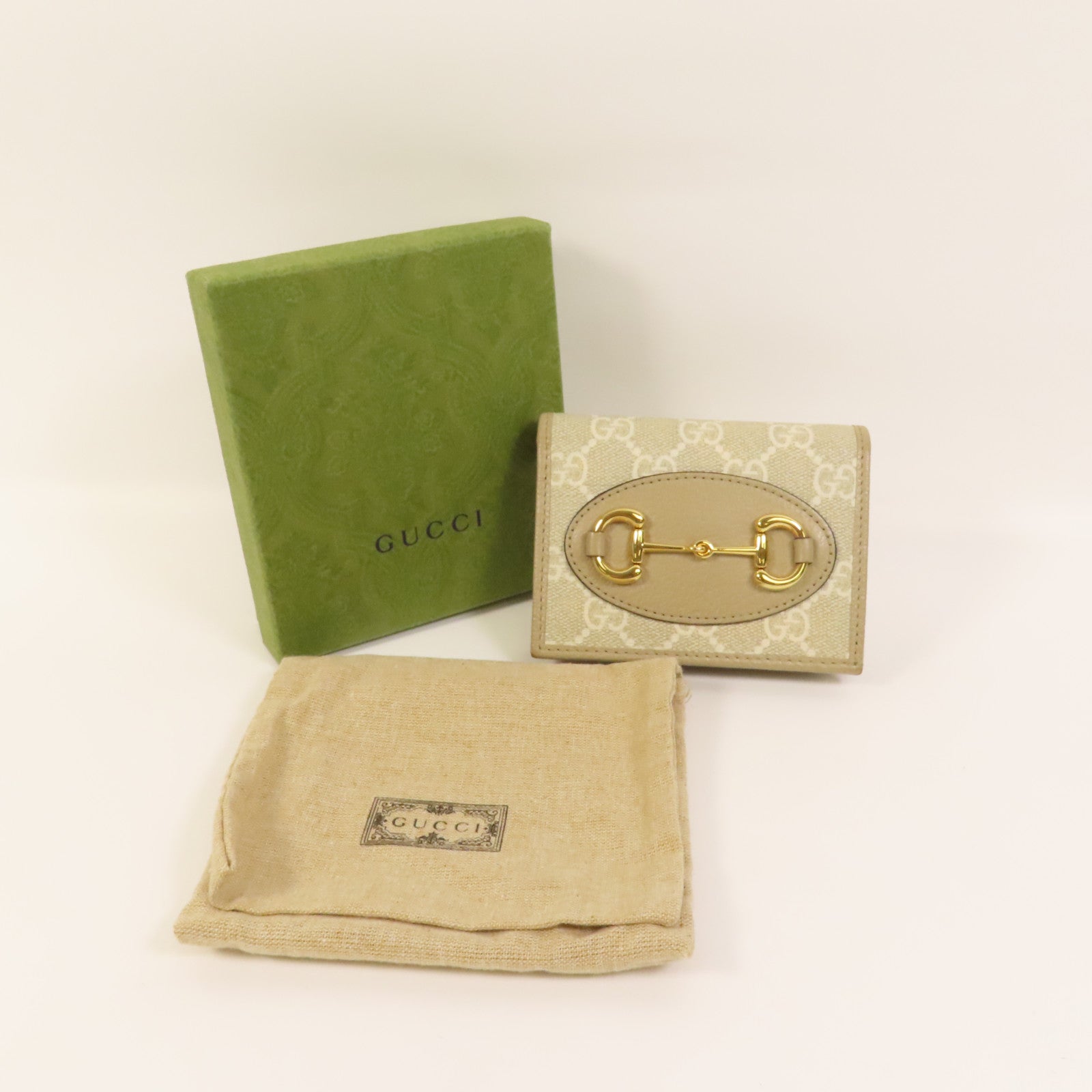 GUCCI 塗層帆布Horsebit 1955金扣錢包