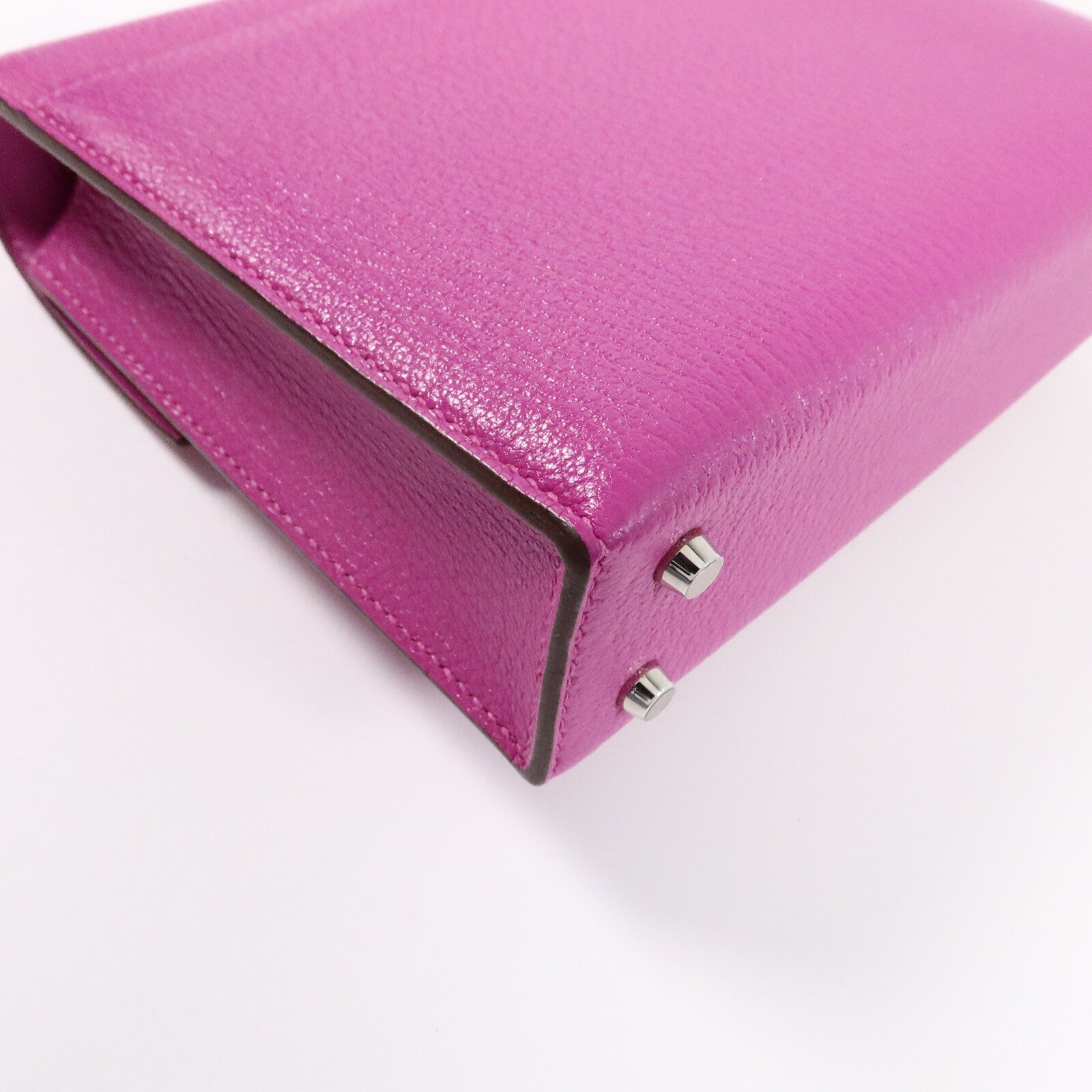 HERMES Chevre皮革Verrou Mini鏈帶肩背袋Rose Purple