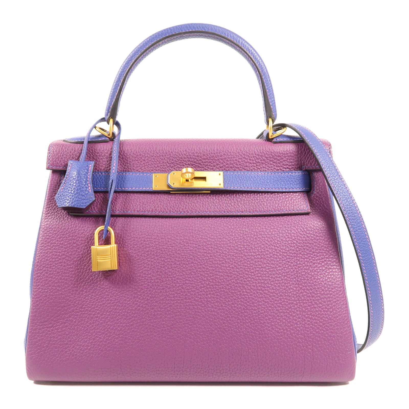 HERMES Togo皮革Kelly 28金扣手挽肩背兩用袋Anemone