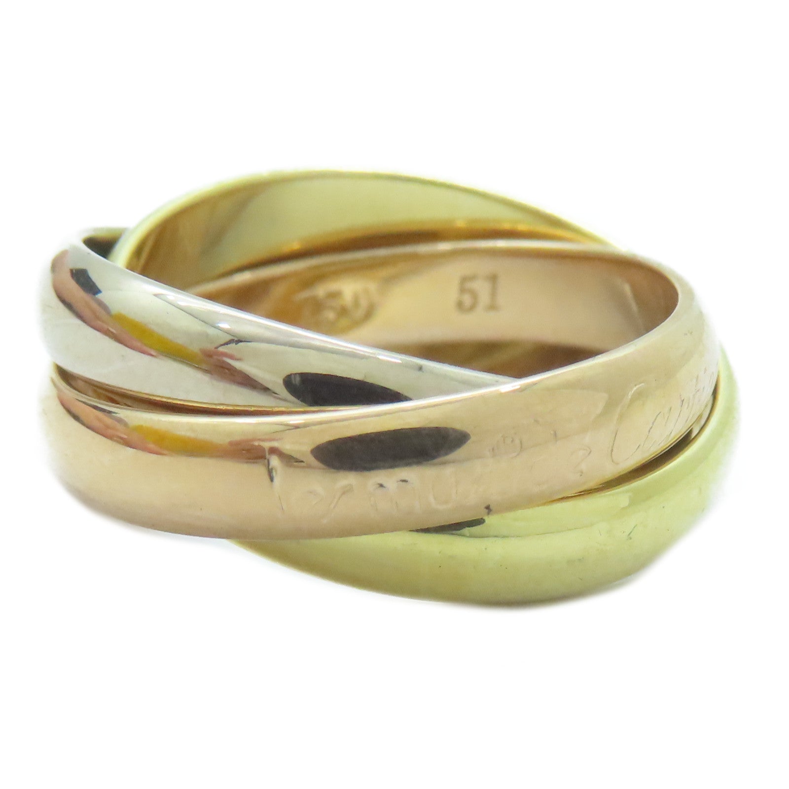 CARTIER 18K黃金/白金/玫瑰金Trinity戒指Cartier#51/US#5.5