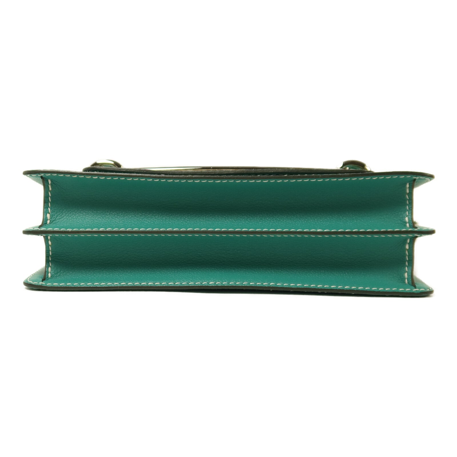 HERMES Evercolor皮革Roulis 23銀扣肩背袋Vert Verone