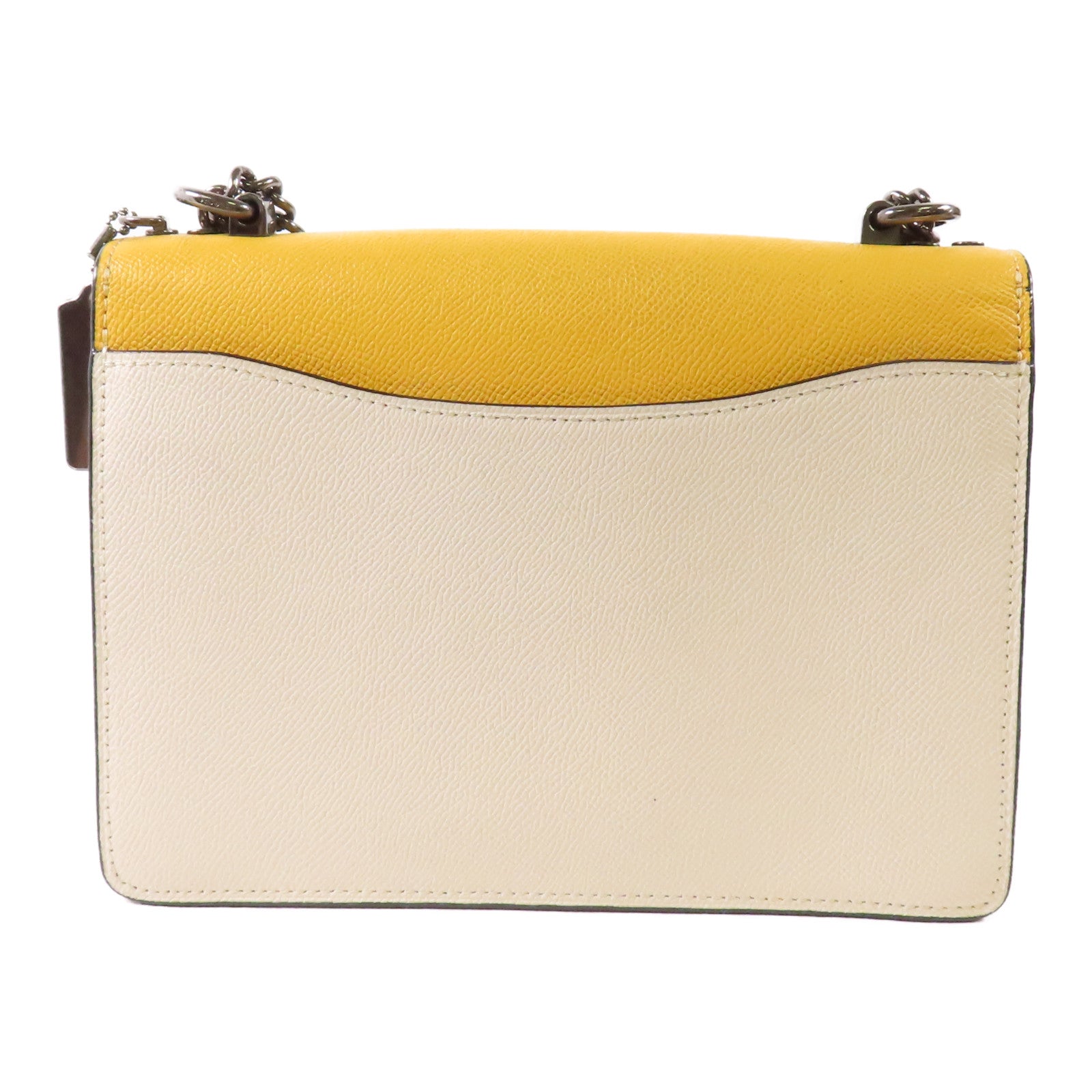COACH 塗層帆布Shoulder Bag銀扣鏈帶肩背袋