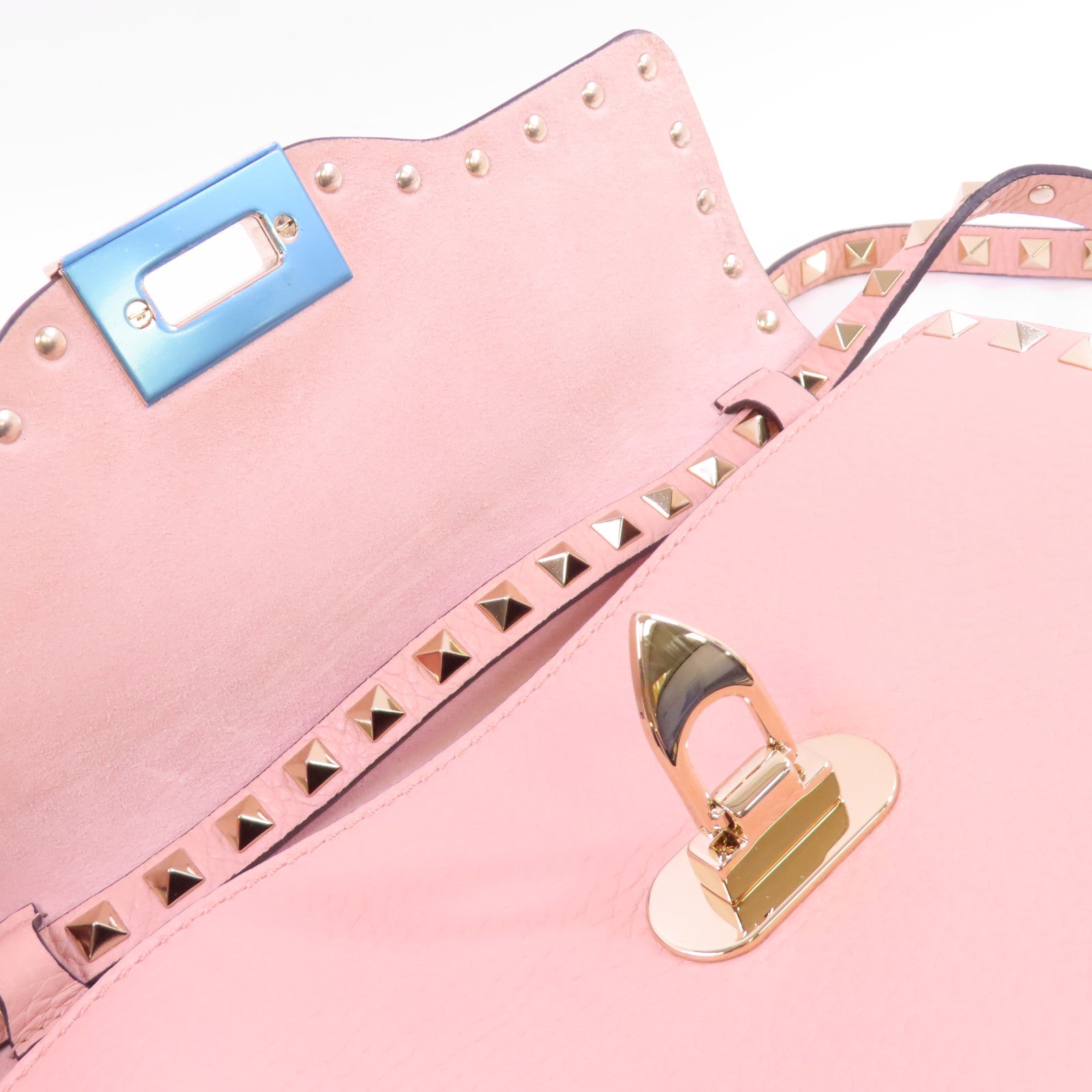 Valentino 牛皮皮革Rockstud Shoulder Bag金扣肩背袋粉紅色
