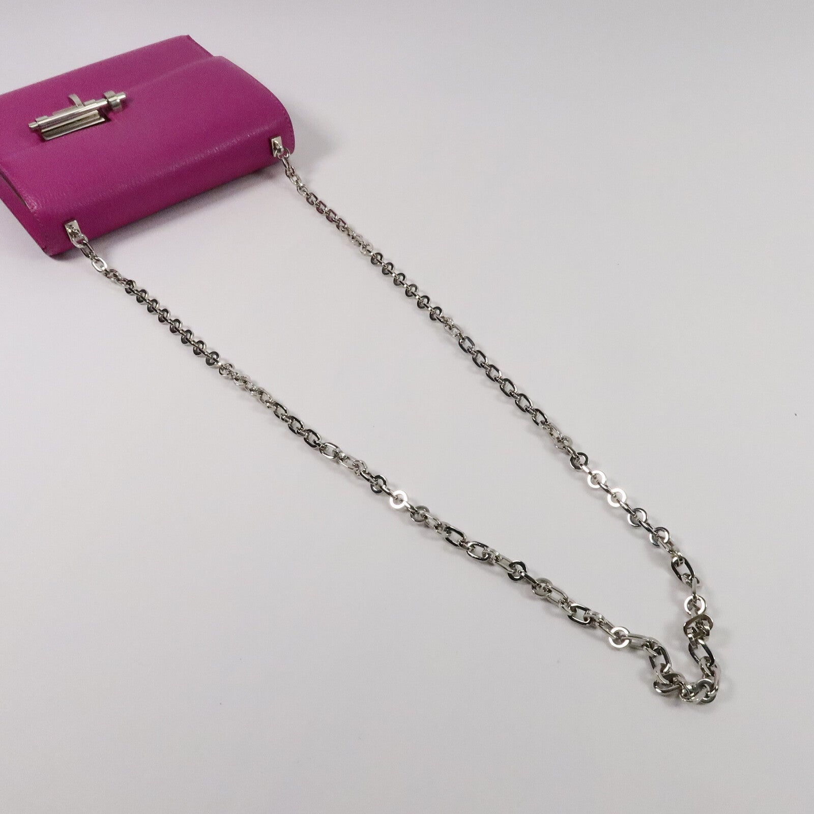 HERMES Chevre皮革Verrou Mini鏈帶肩背袋Rose Purple