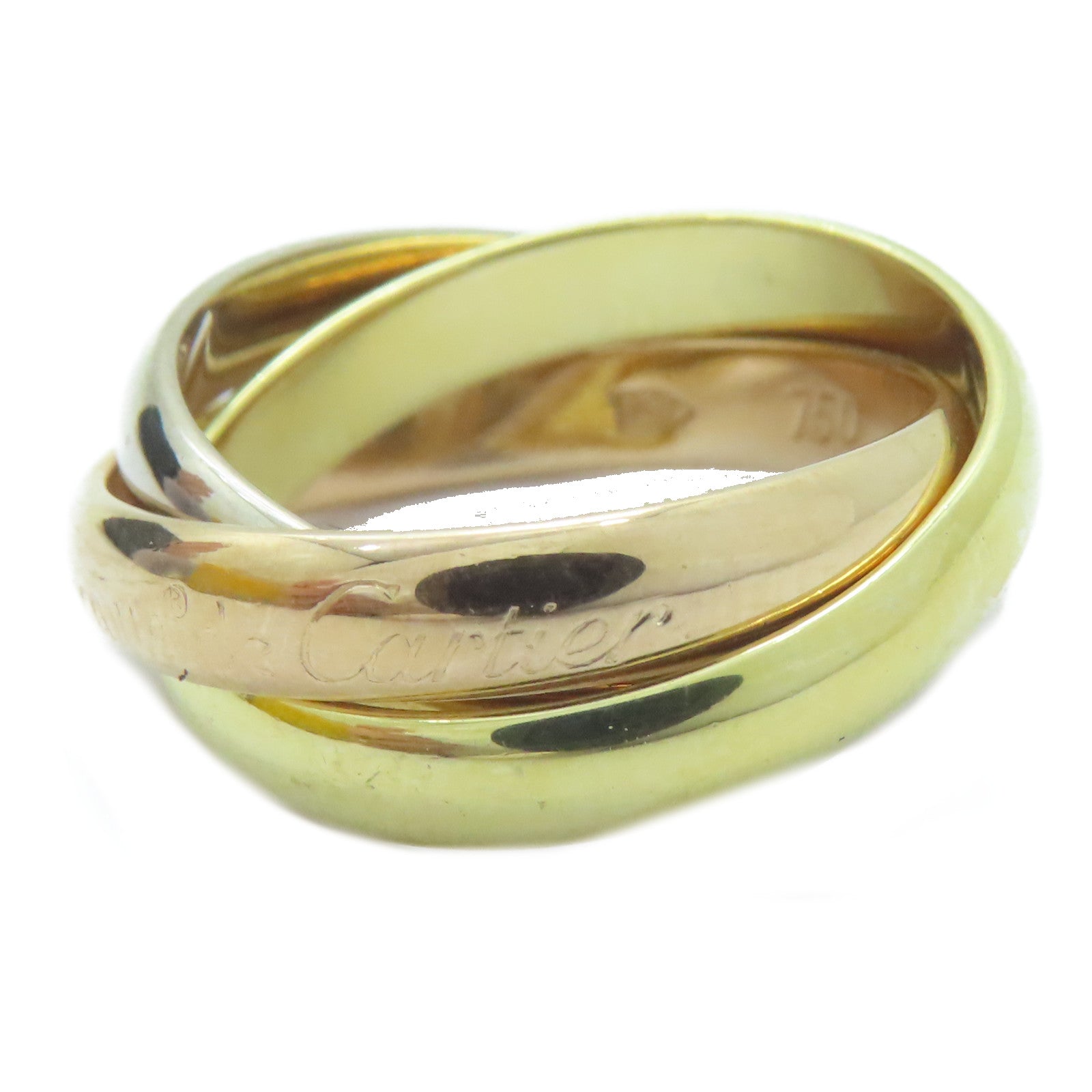 CARTIER 18K黃金/白金/玫瑰金Trinity戒指Cartier#51/US#5.5