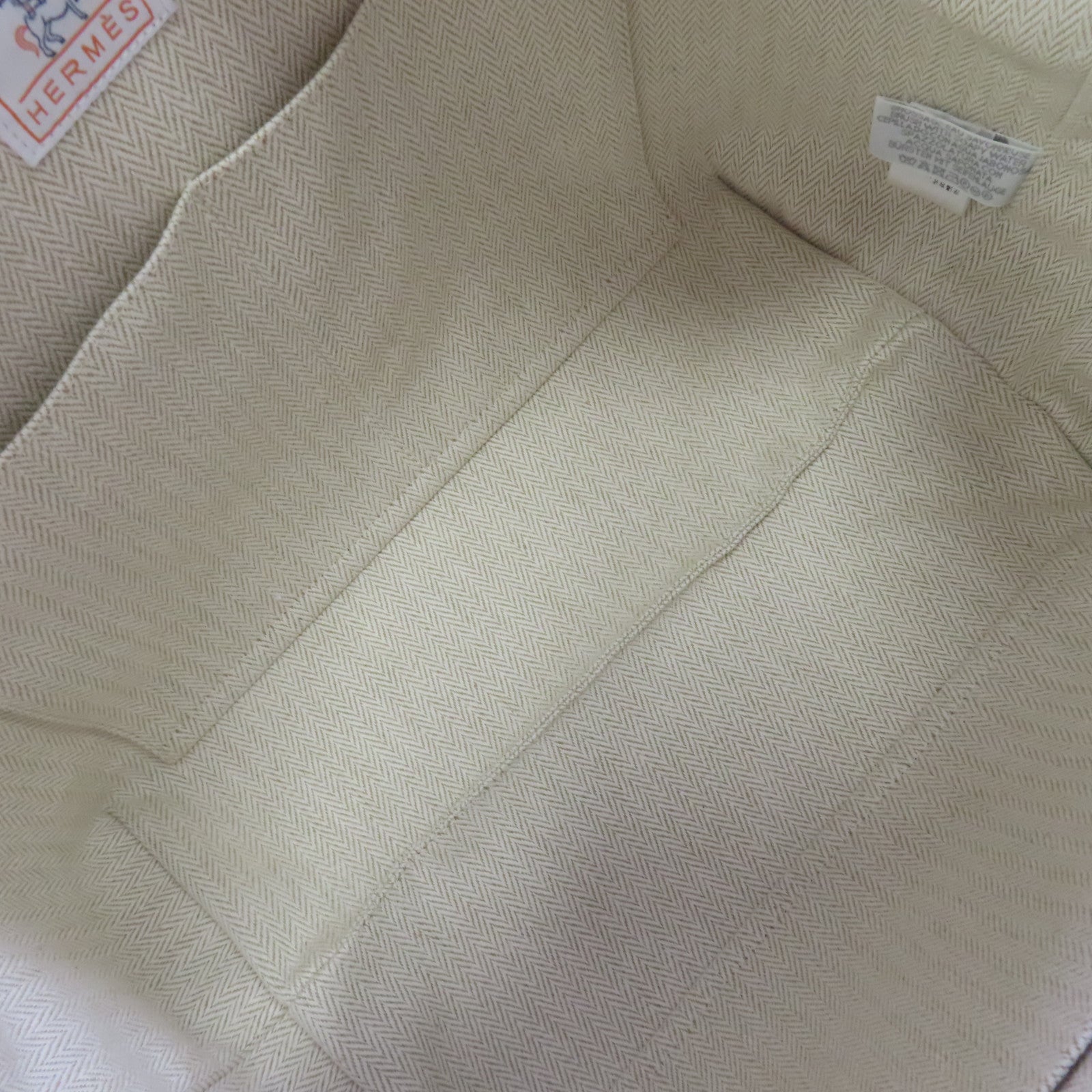 HERMES Herringbone帆布Bride A Brac GM Hand Bag銀扣手挽袋Gris Perle珍珠灰色/藍色