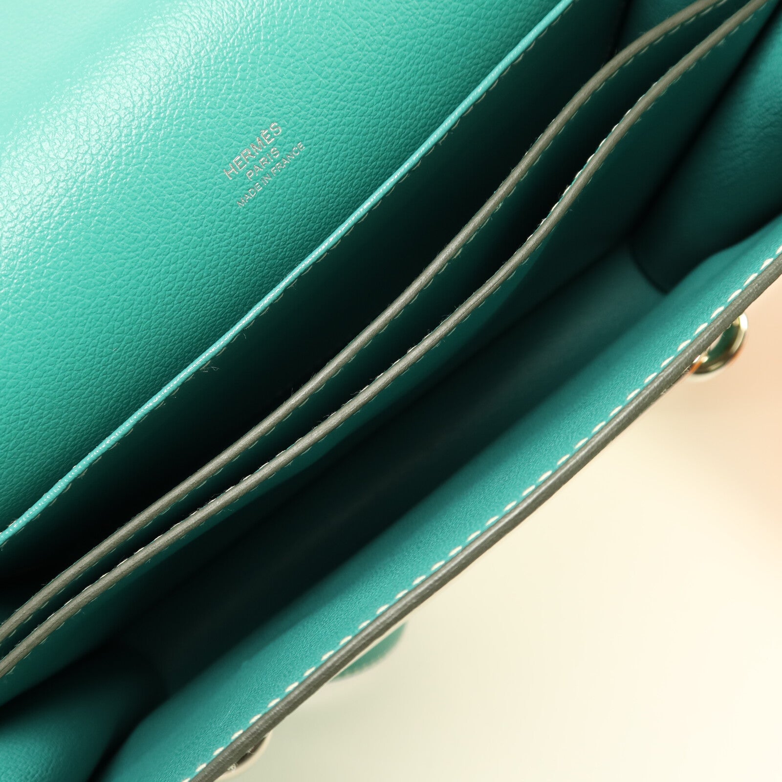 HERMES Evercolor皮革Roulis 23銀扣肩背袋Vert Verone