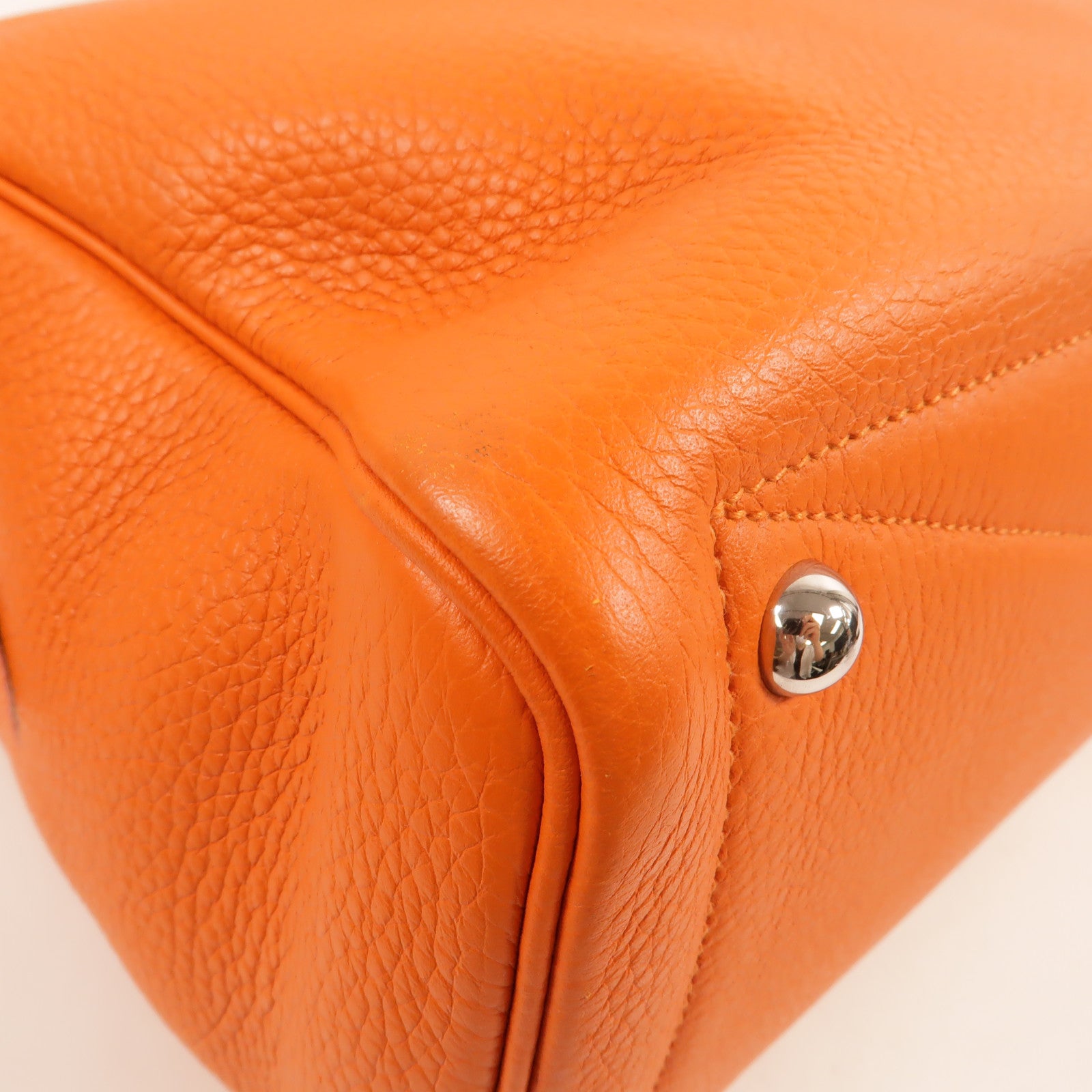 HERMES Clemence皮革Victoria 35手挽袋Orange