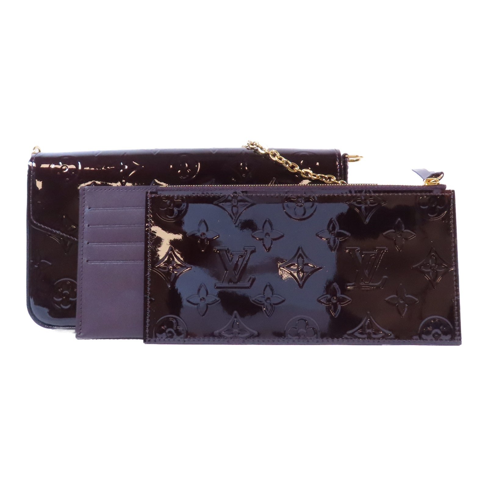 LOUIS VUITTON 【激減優惠】Vernis Pochette Felicie金扣肩背袋紫色