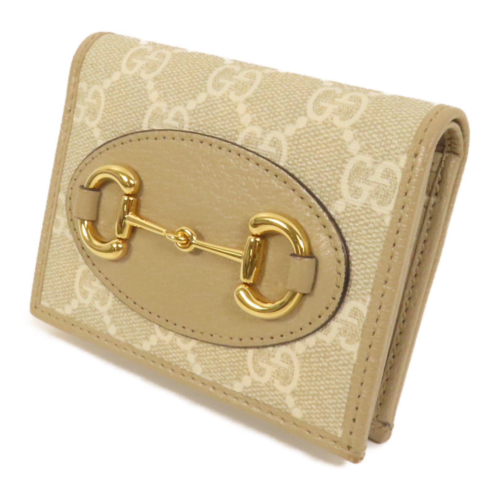 GUCCI 塗層帆布Horsebit 1955金扣錢包