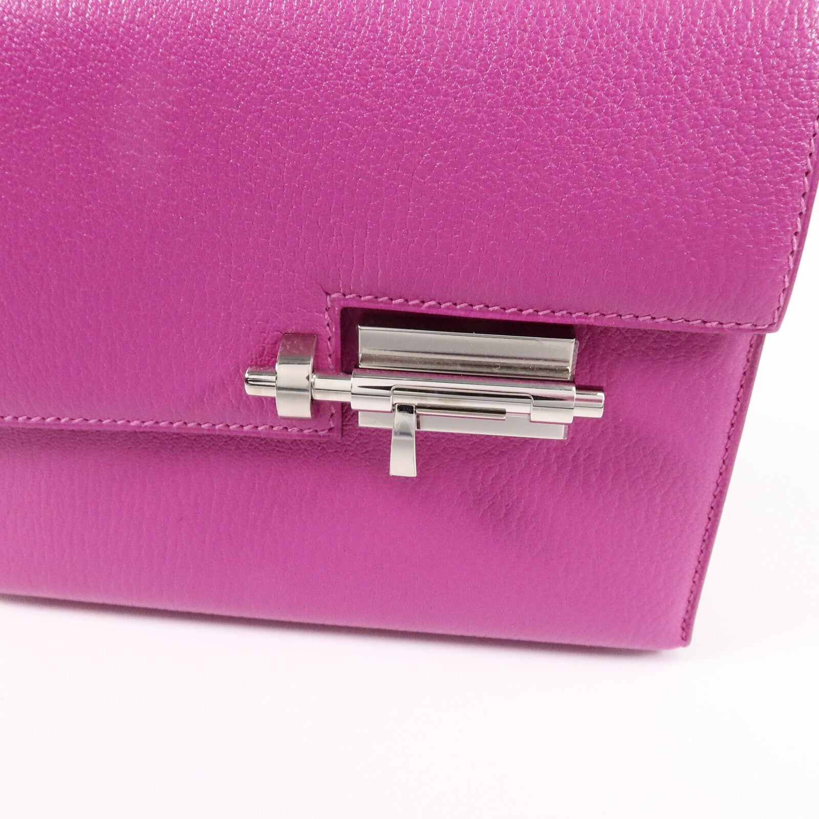 HERMES Chevre皮革Verrou Mini鏈帶肩背袋Rose Purple