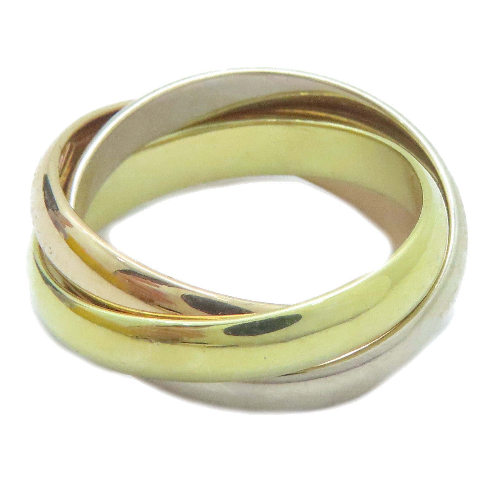 CARTIER 18K黃金/白金/玫瑰金Trinity戒指Cartier#51/US#5.5