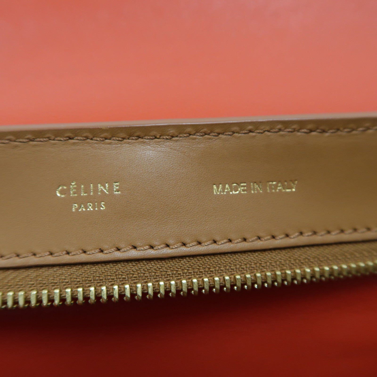 CELINE 牛皮皮革Trapeze金扣手挽肩背兩用袋啡色