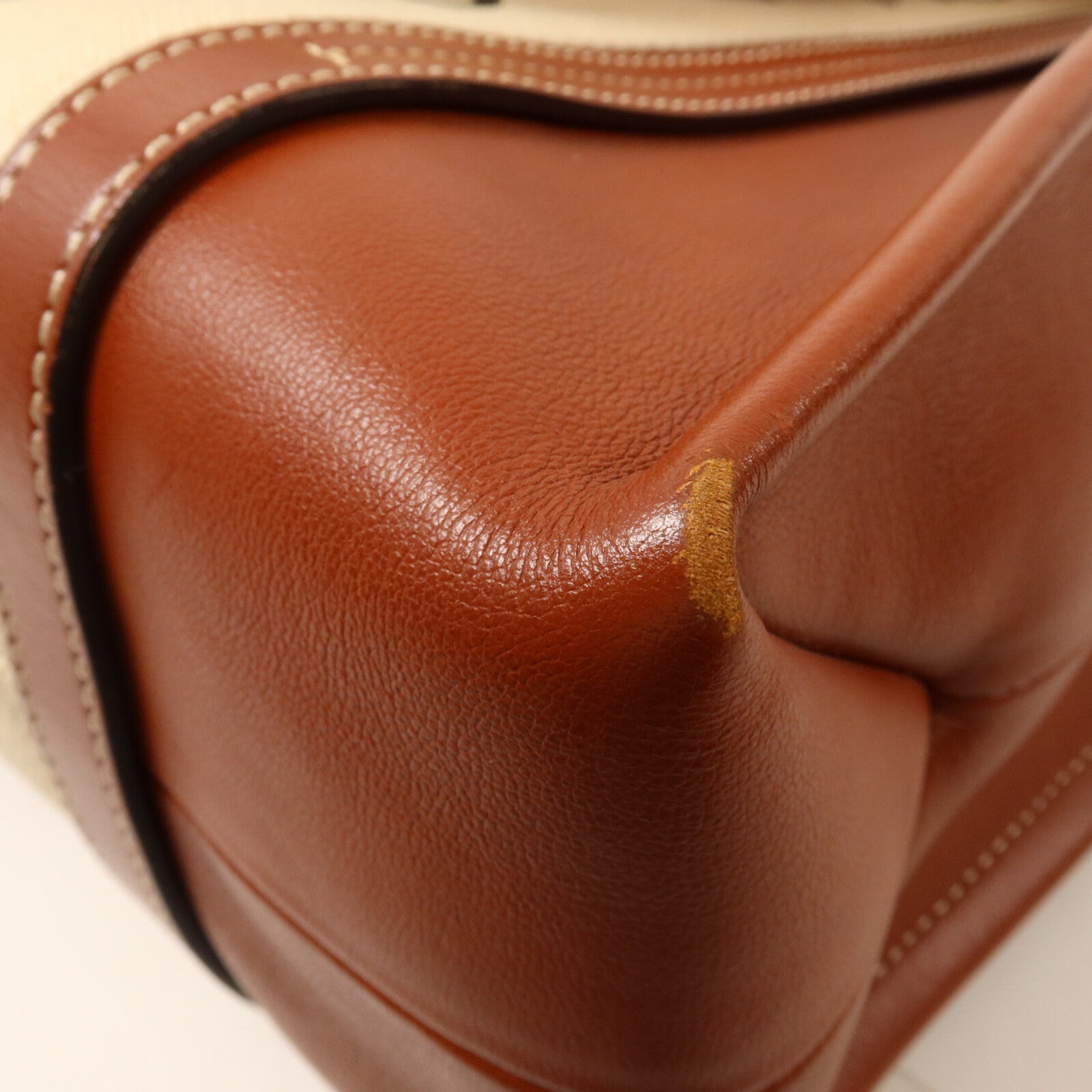 Chloe 牛皮皮革/帆布Woody Tote Medium手挽袋