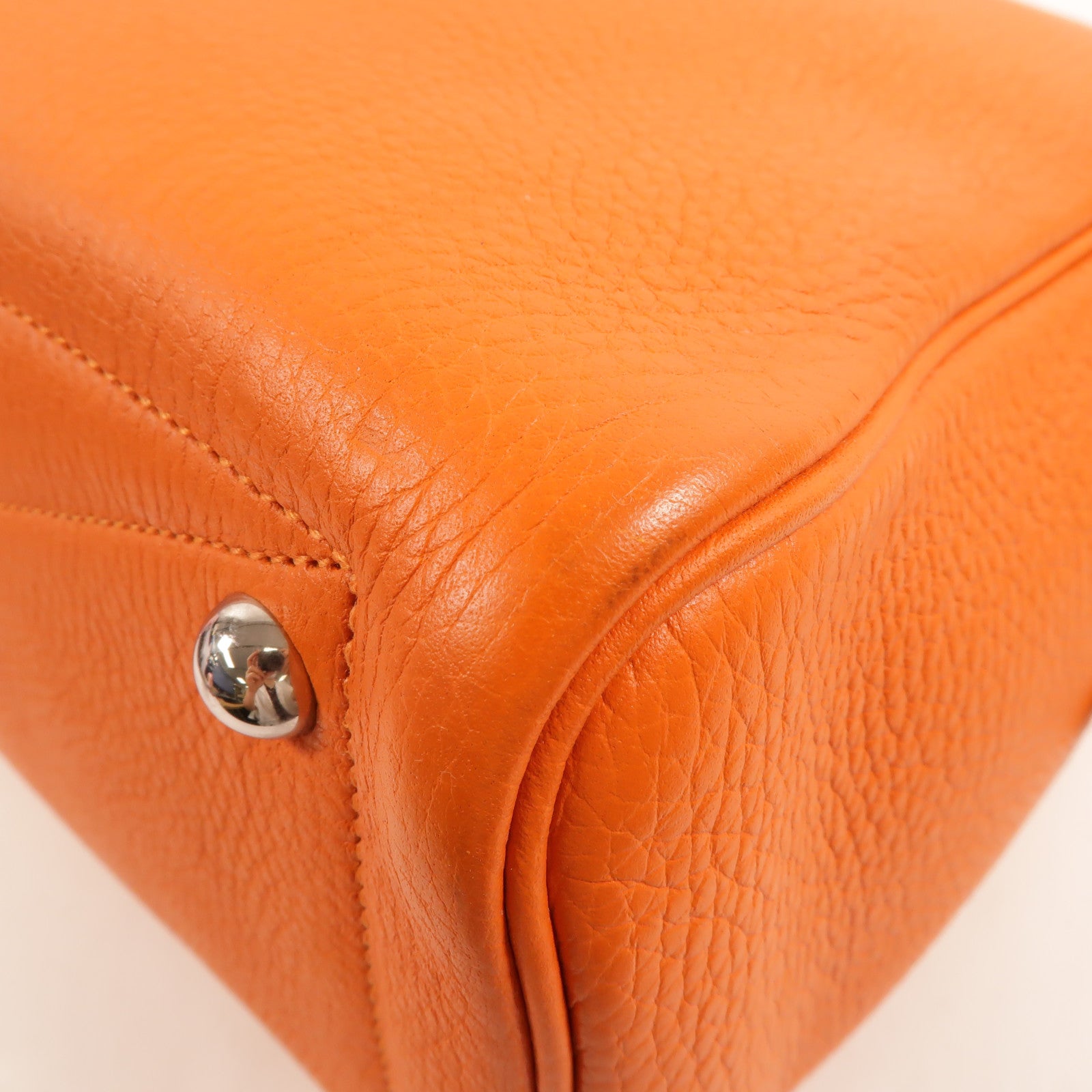 HERMES Clemence皮革Victoria 35手挽袋Orange