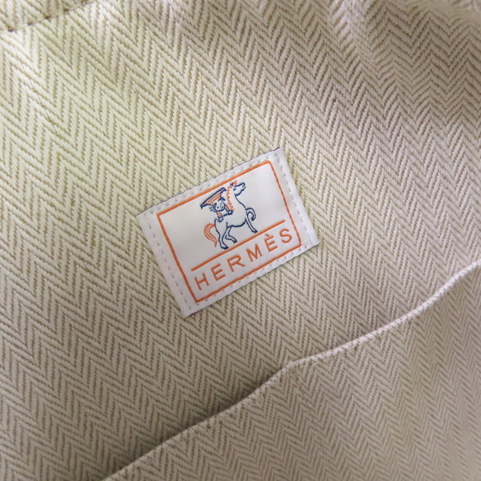 HERMES Herringbone帆布Bride A Brac GM Hand Bag銀扣手挽袋Gris Perle珍珠灰色/藍色