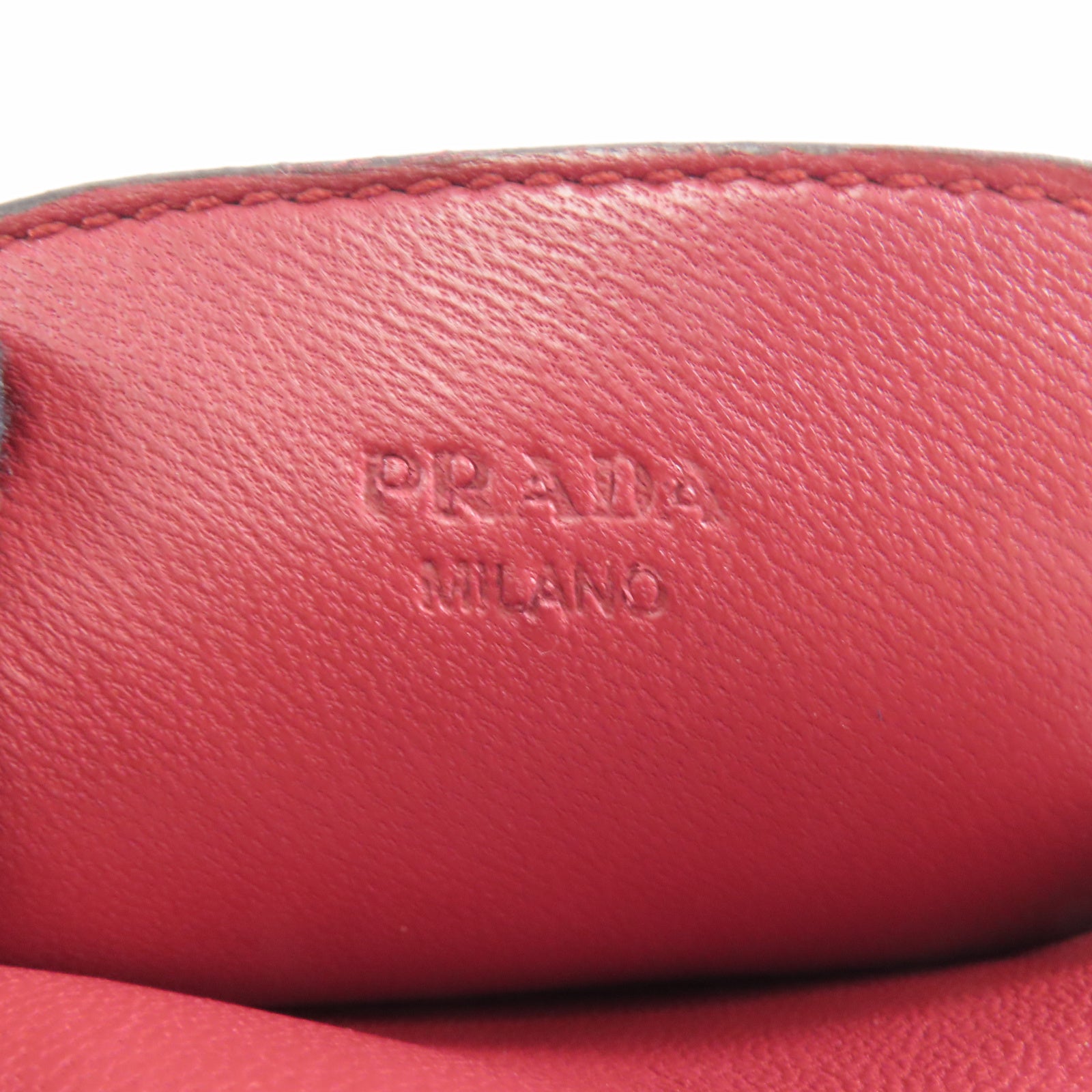 PRADA 牛皮皮革Phone Case銀扣卡片套深藍色