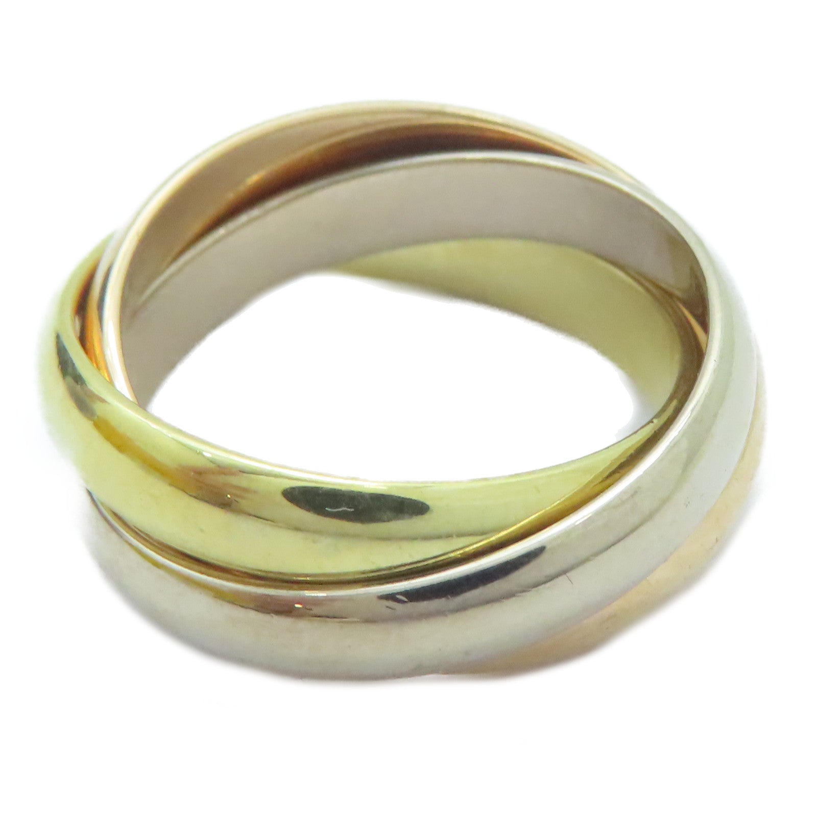 CARTIER 18K黃金/白金/玫瑰金Trinity戒指Cartier#51/US#5.5