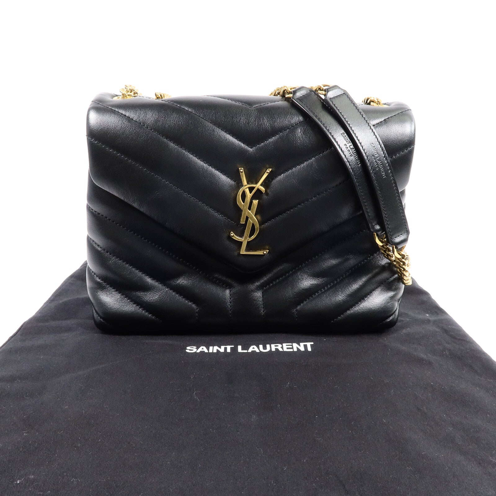 YVES SAINT LAURENT 牛皮皮革LouLou Small鏈帶肩背袋
