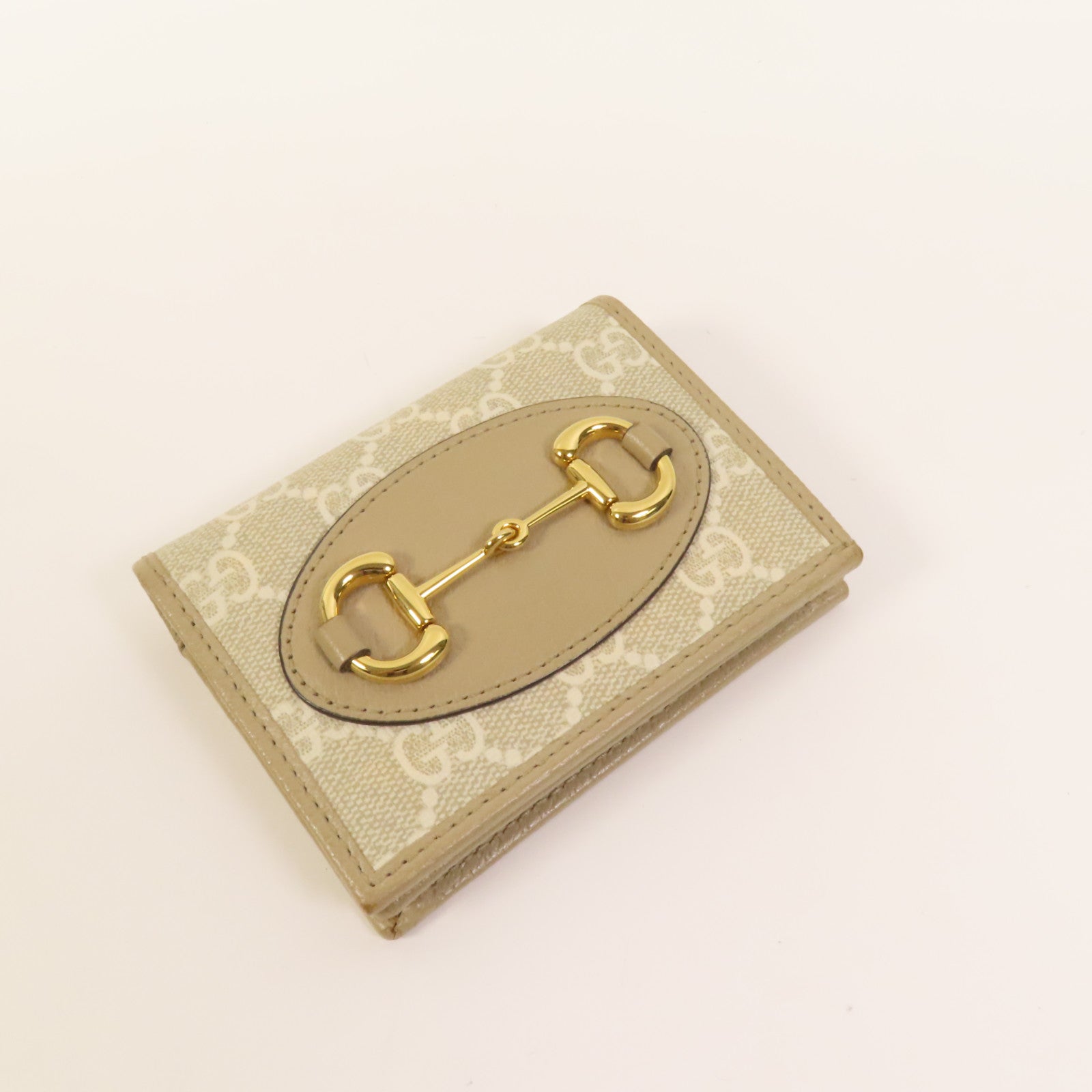 GUCCI 塗層帆布Horsebit 1955金扣錢包