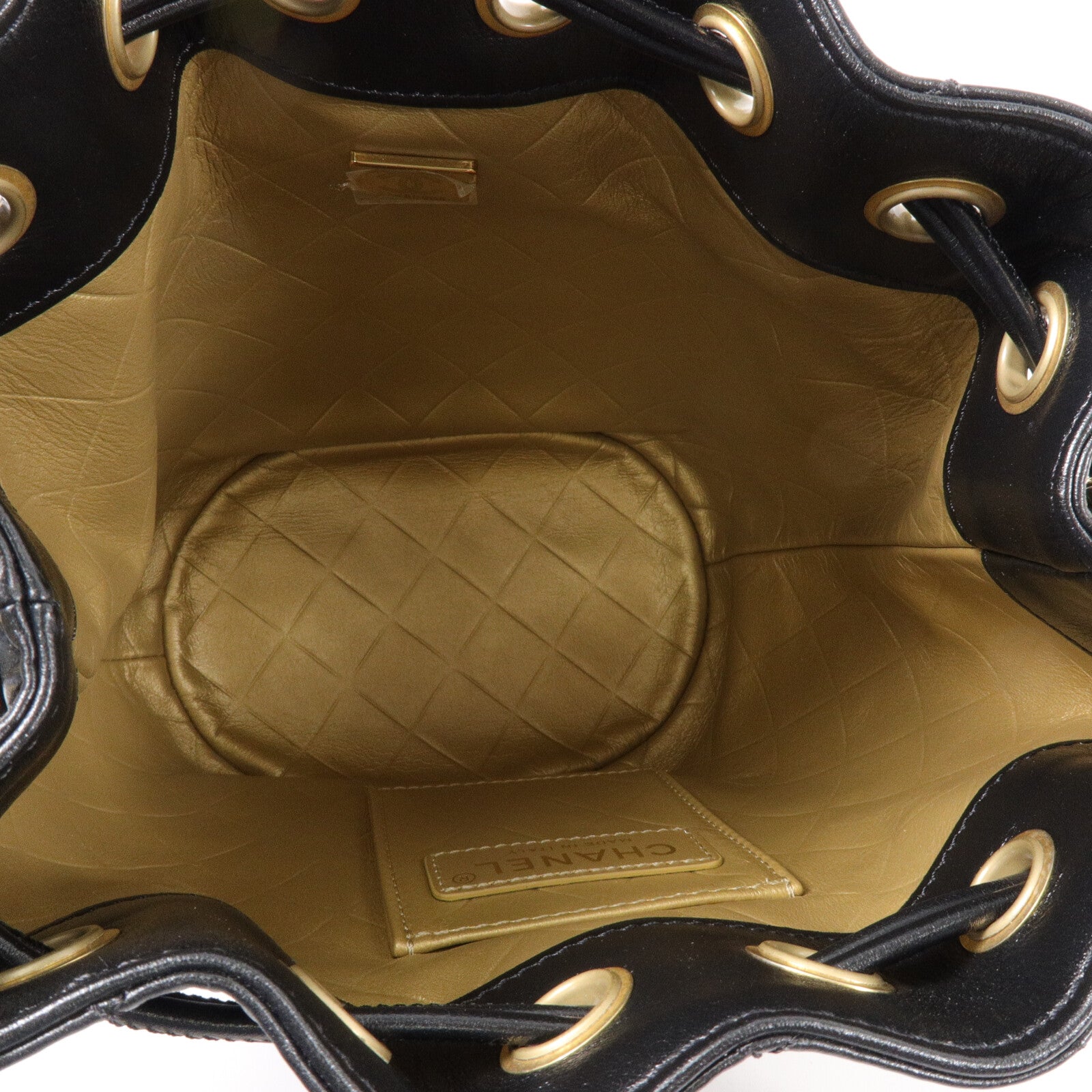 CHANEL 牛皮皮革Drawstring Bucket Bag鏈帶肩背袋