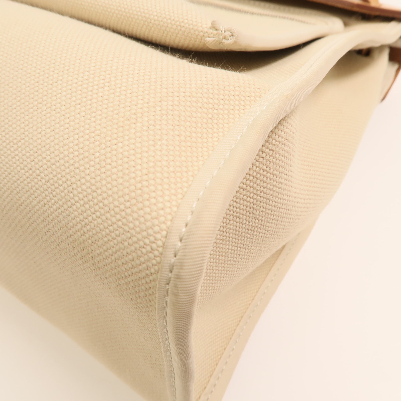 HERMES 帆布Herbag PM銀扣手挽肩背兩用袋Beton